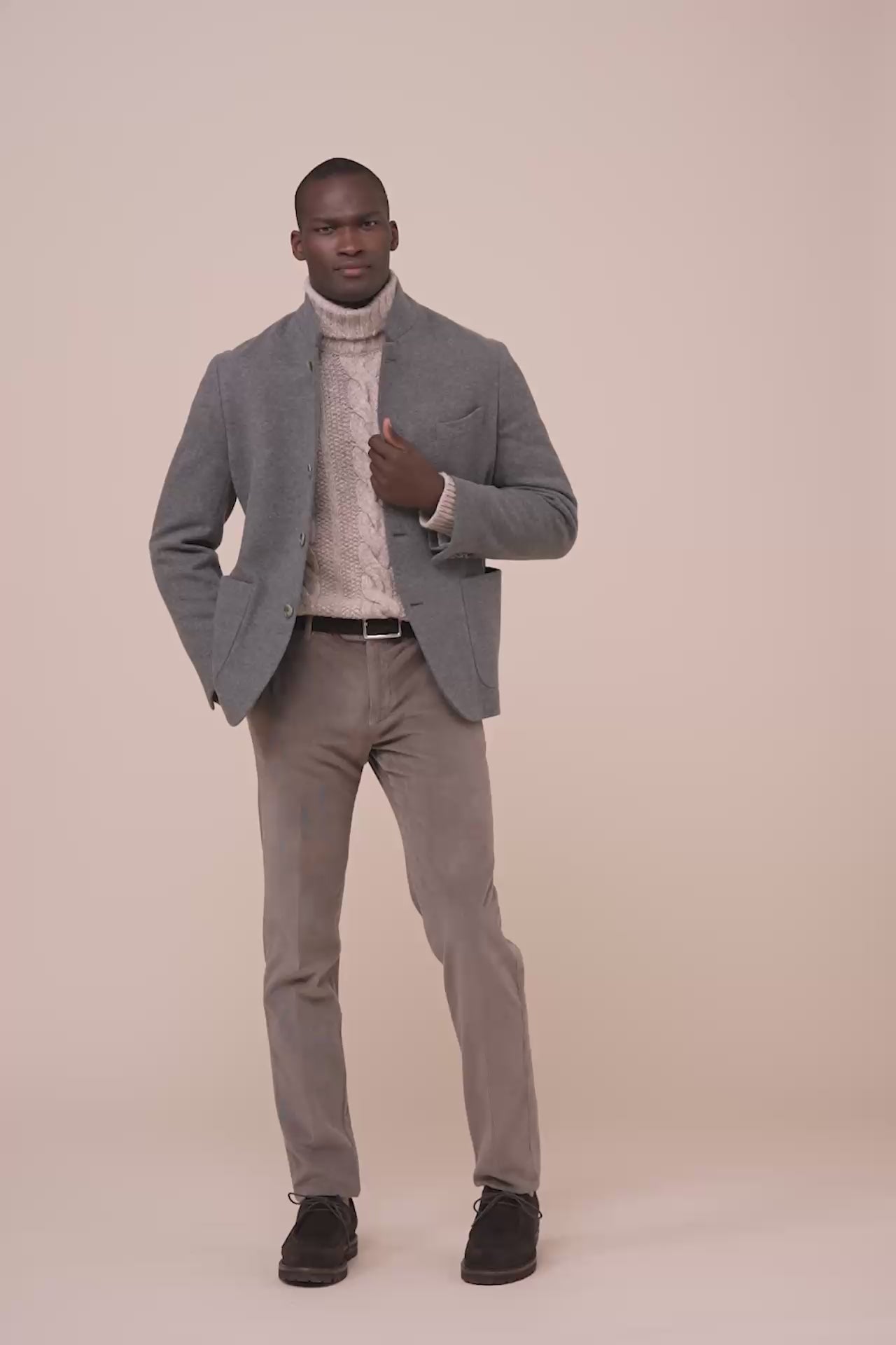 Damon blazer in cashmere flanel double - DARKOLIVEGREEN