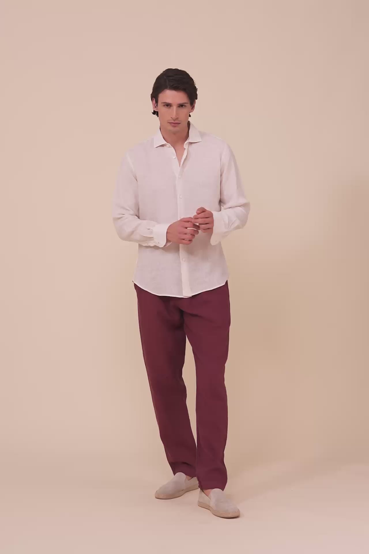 Nick camicia in lino  - LIGHTMISTYROSE