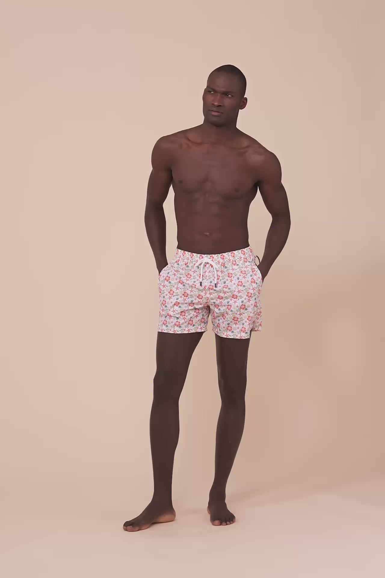 Madeira - The Sustainable Swim Trunks - Hawaii Pattern - DARKORANGE