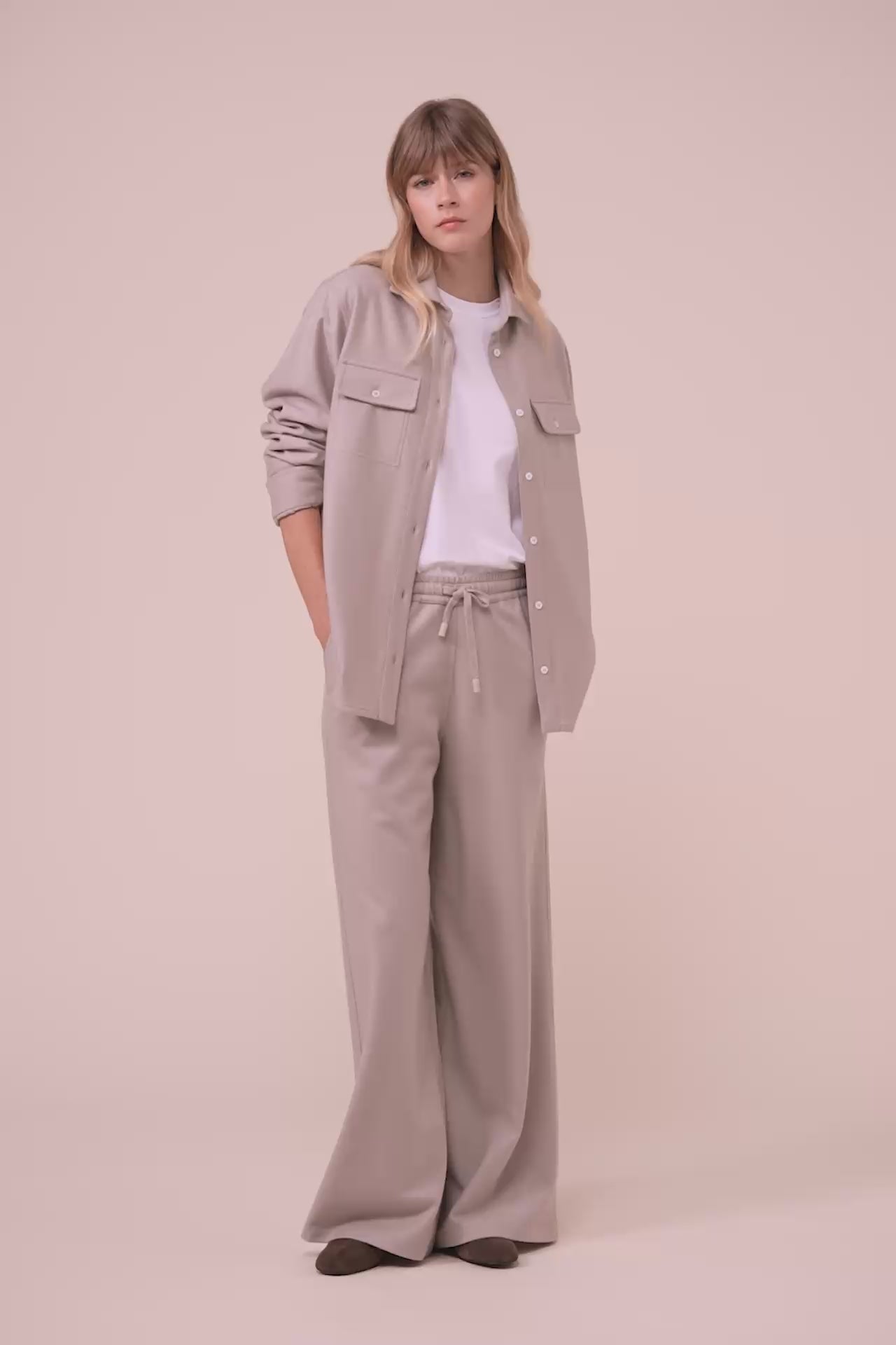 New Diana pantaloni a gamba ampia in cashmere flanel - ICE