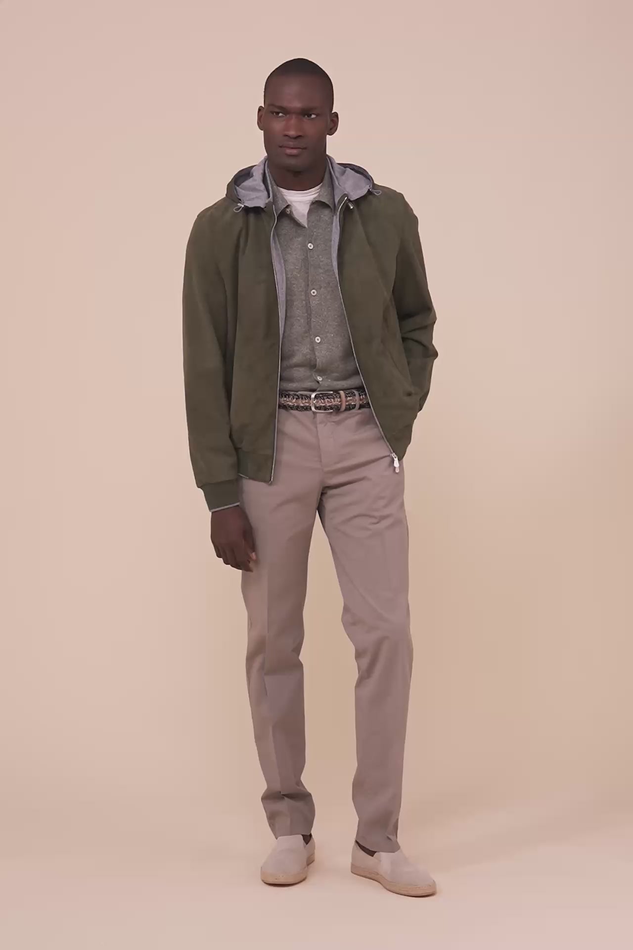 Vienna Suede Hooded Zipped Jacket - DARKFOREST