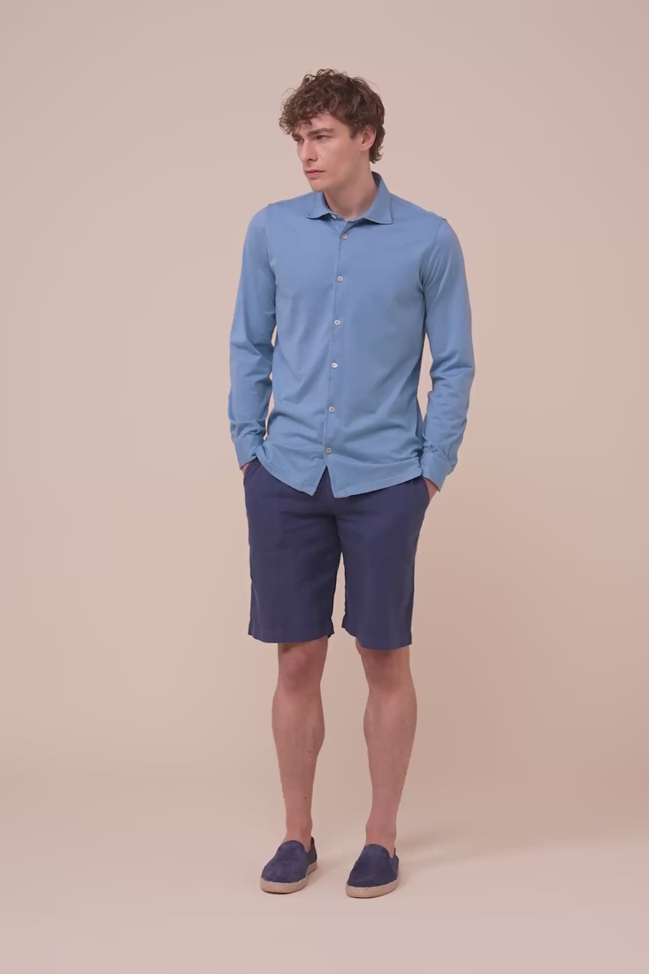 Jason camicia in cotone organico Giza - STEELBLUE