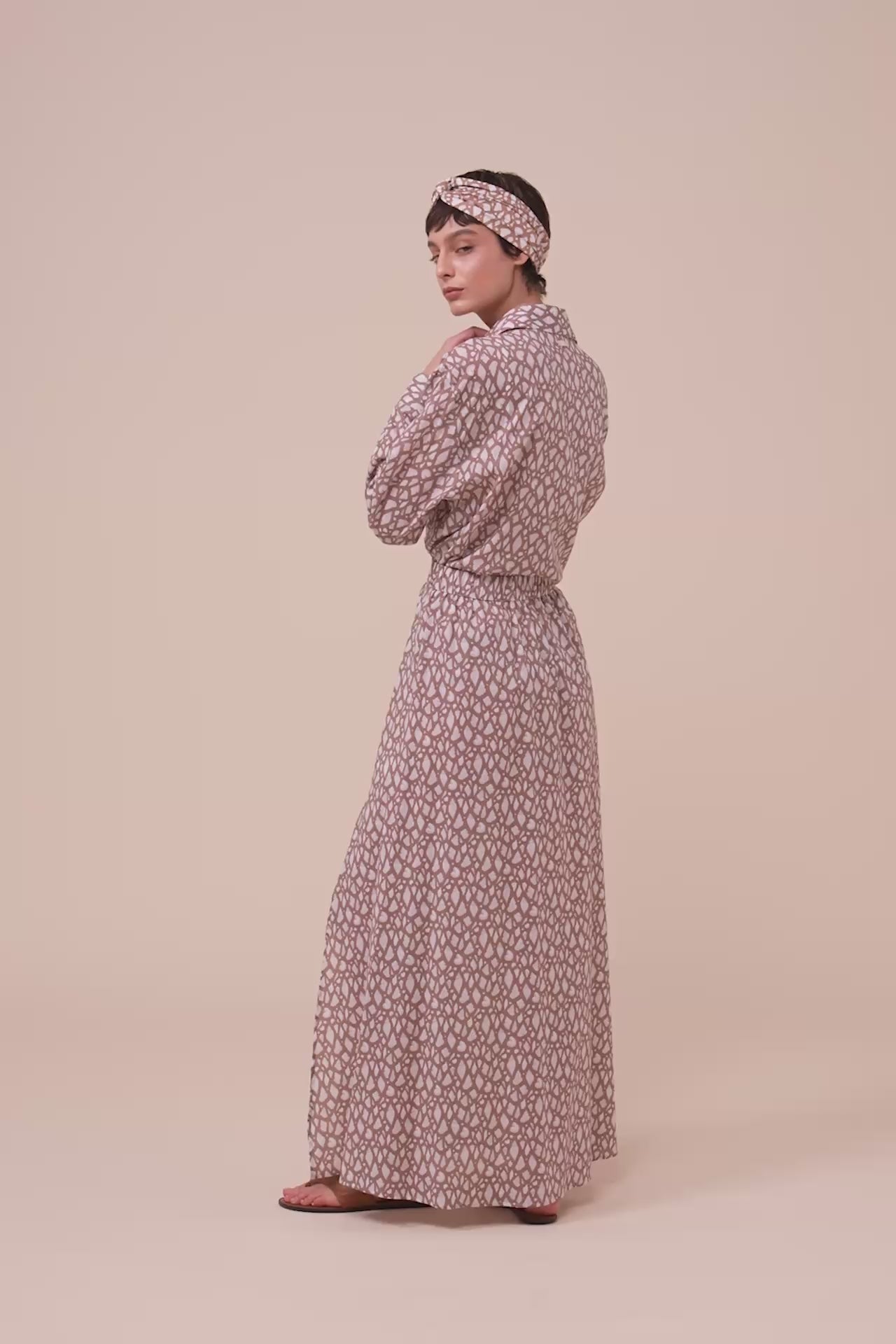 Ustica Printed Cotton Voile Skirt - Shells Pattern - SIENNA