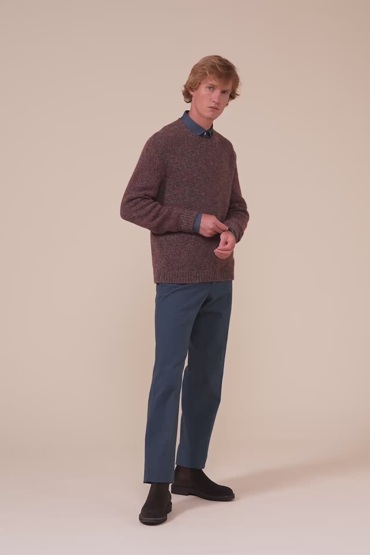 Argentina Cashmere Seven Colors Crewneck - MERLOT