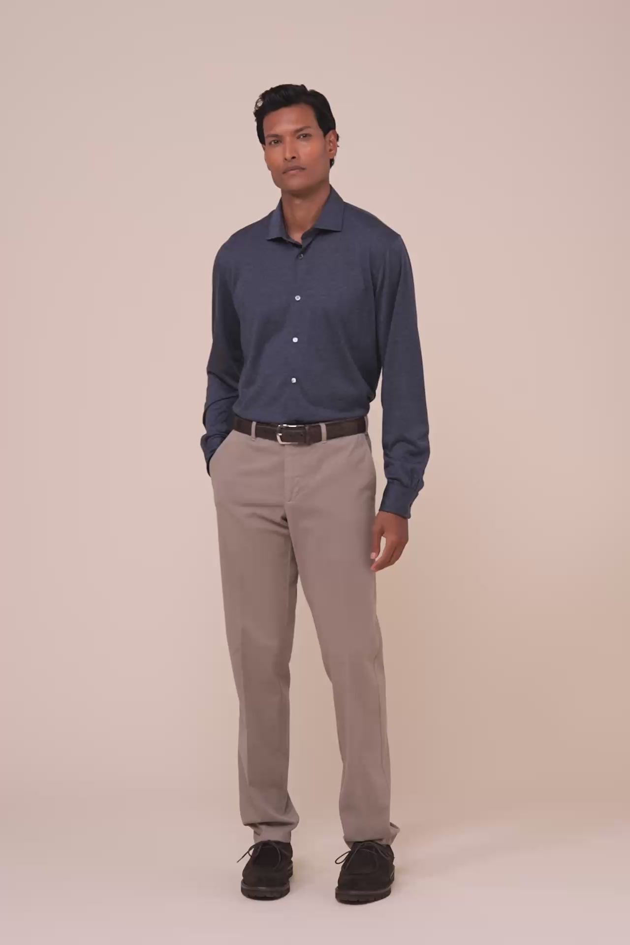 Boston pantaloni in cotone e cashmere - GREIGE