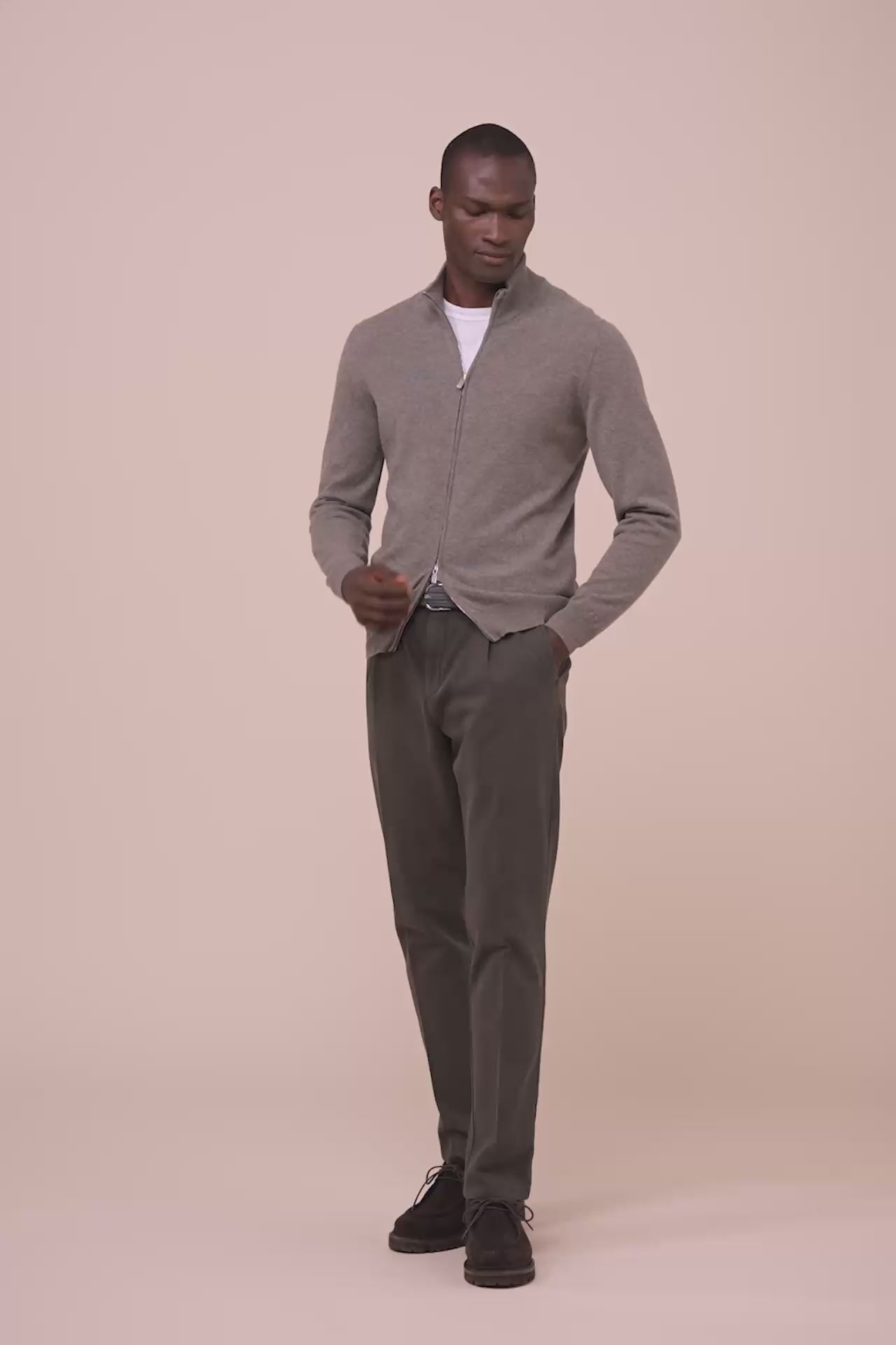 Favonio Cashmere Full Zip Sweater - SAGEGREEN