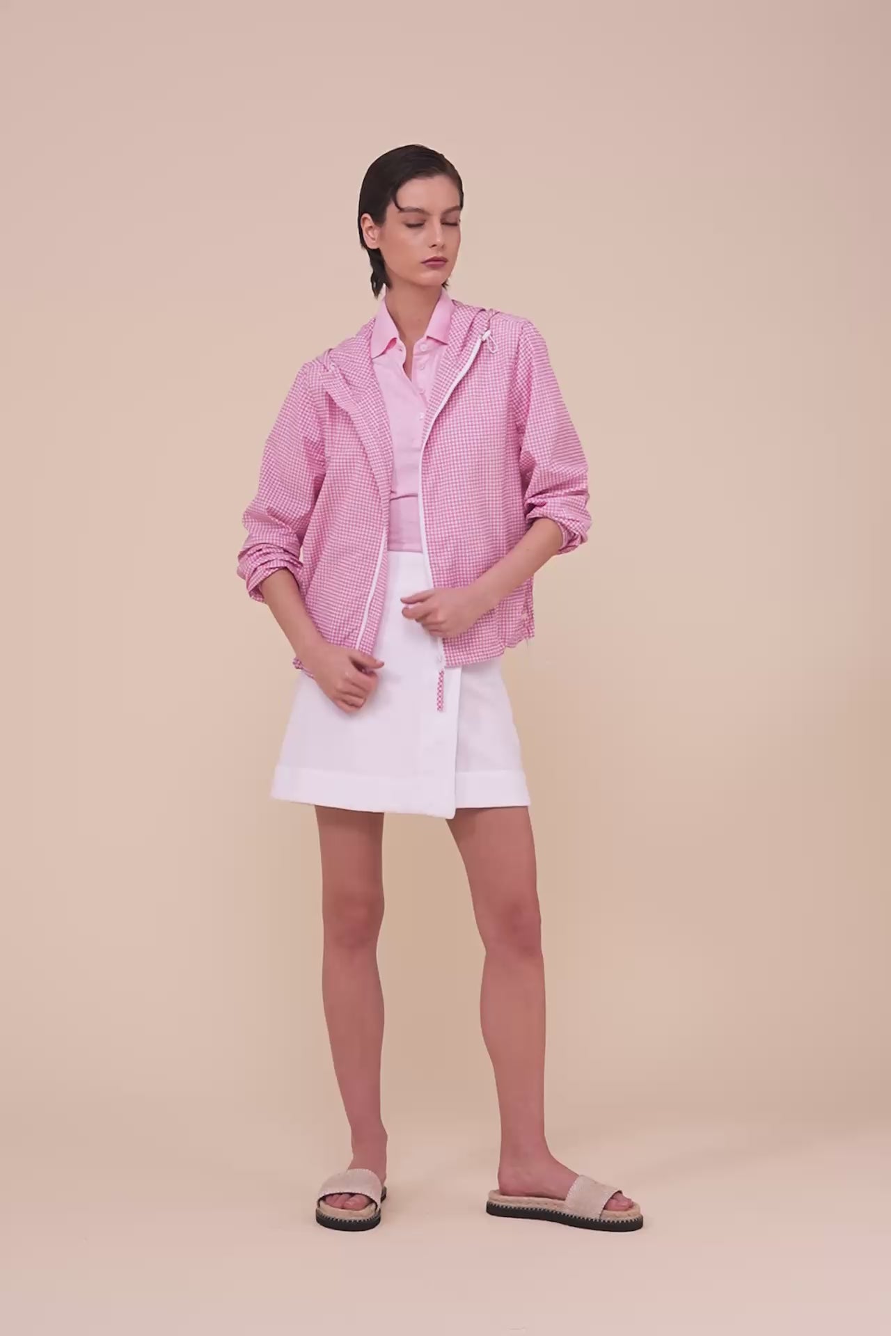 Domenico giacca in tessuto sakar a quadretti - PETALPINK