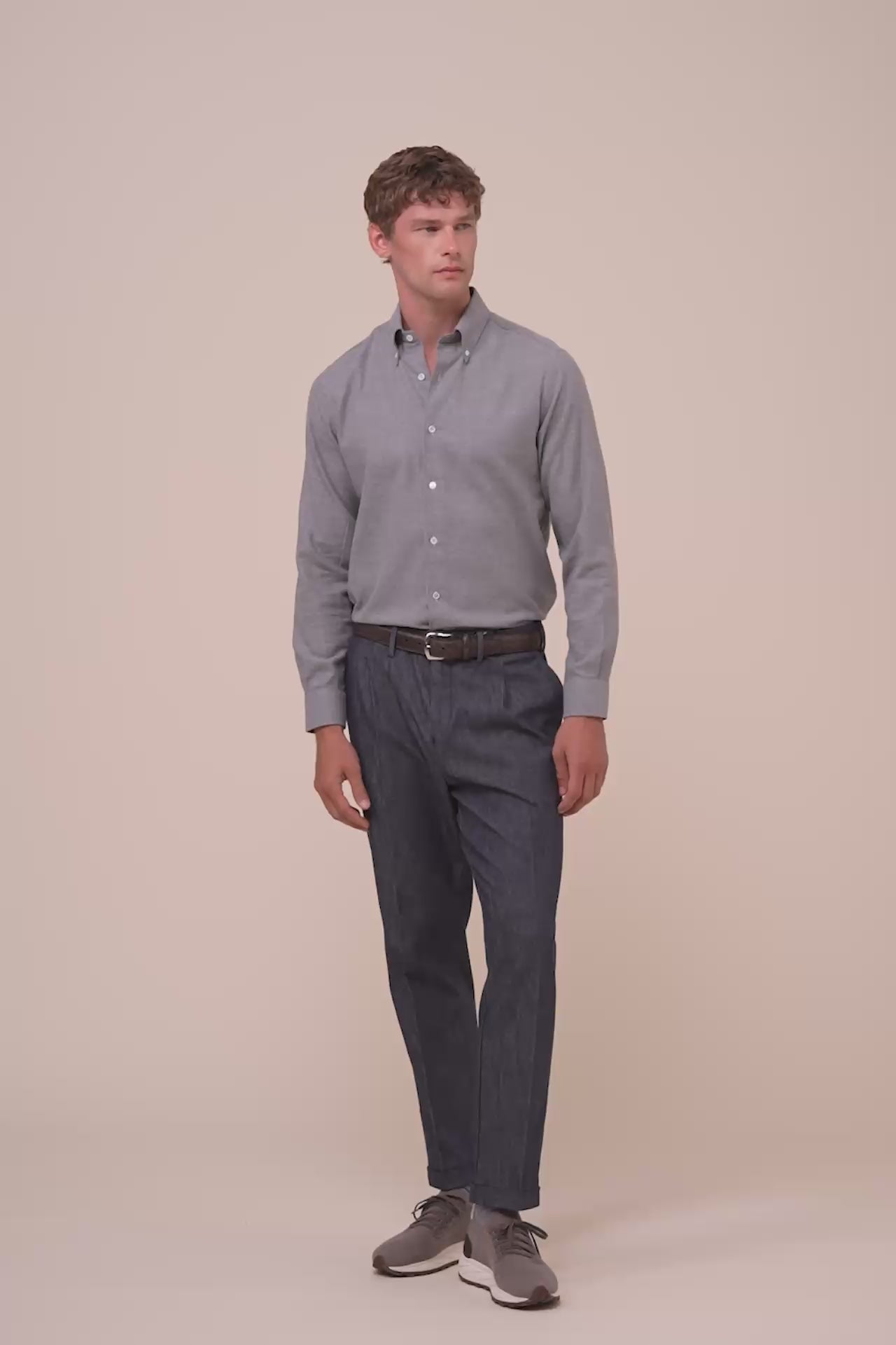 Alberto camicia in flanella di cotone - GRAY