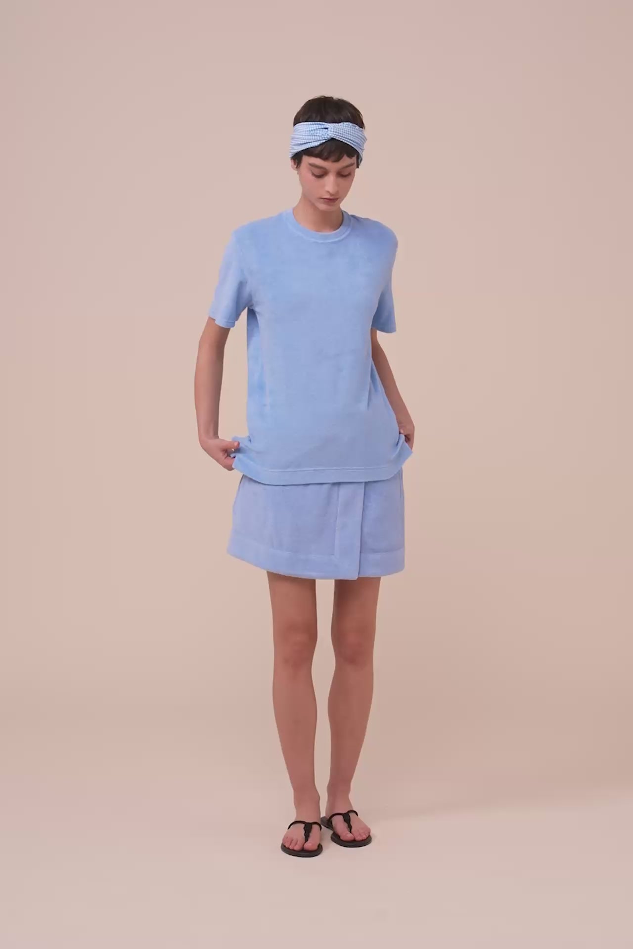 Extreme Short Sleeve Terry Cotton T-Shirt - SKYBLUE