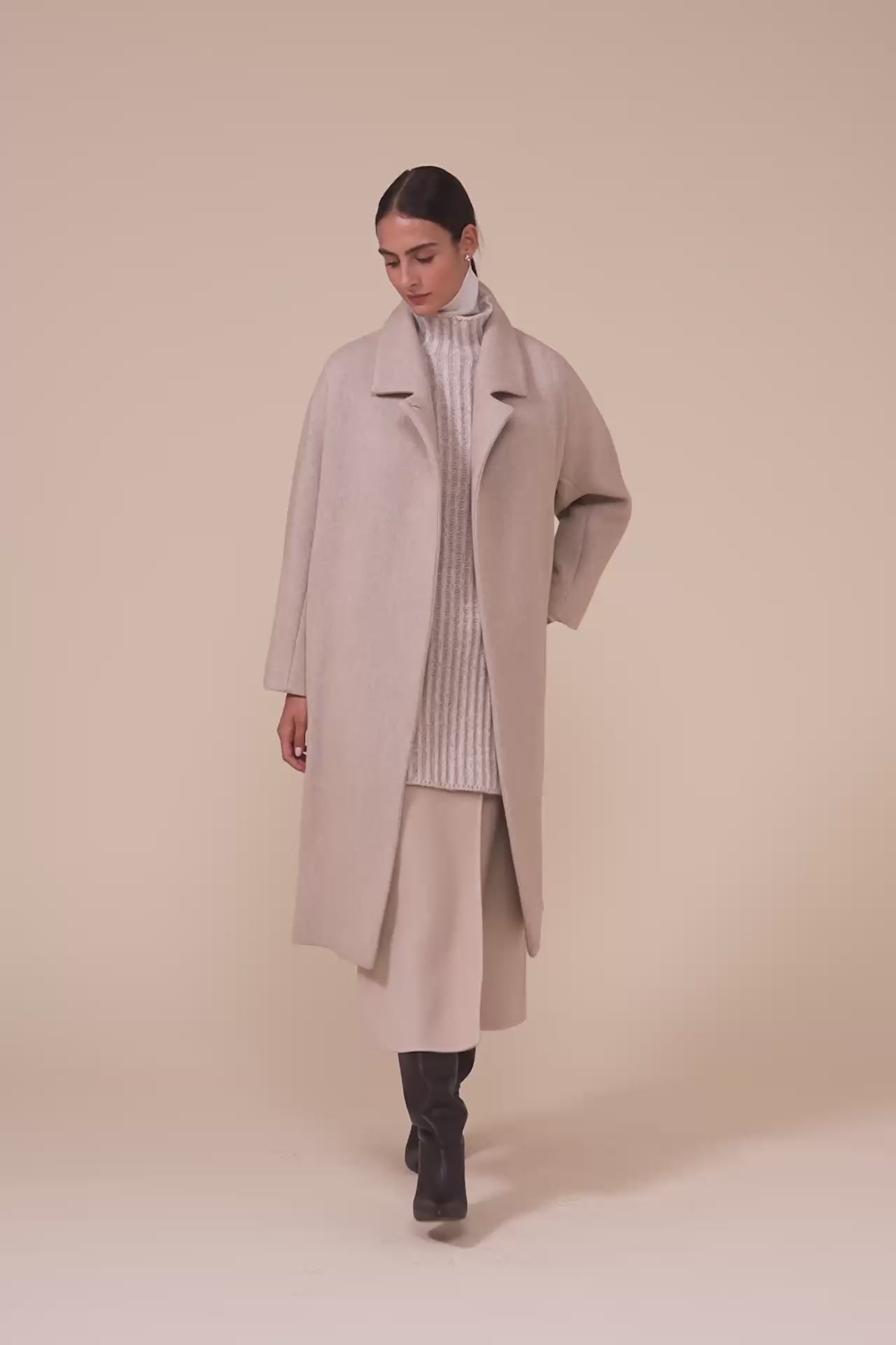 Tormaline overcoat in lana seta e cashmere - ALMOND