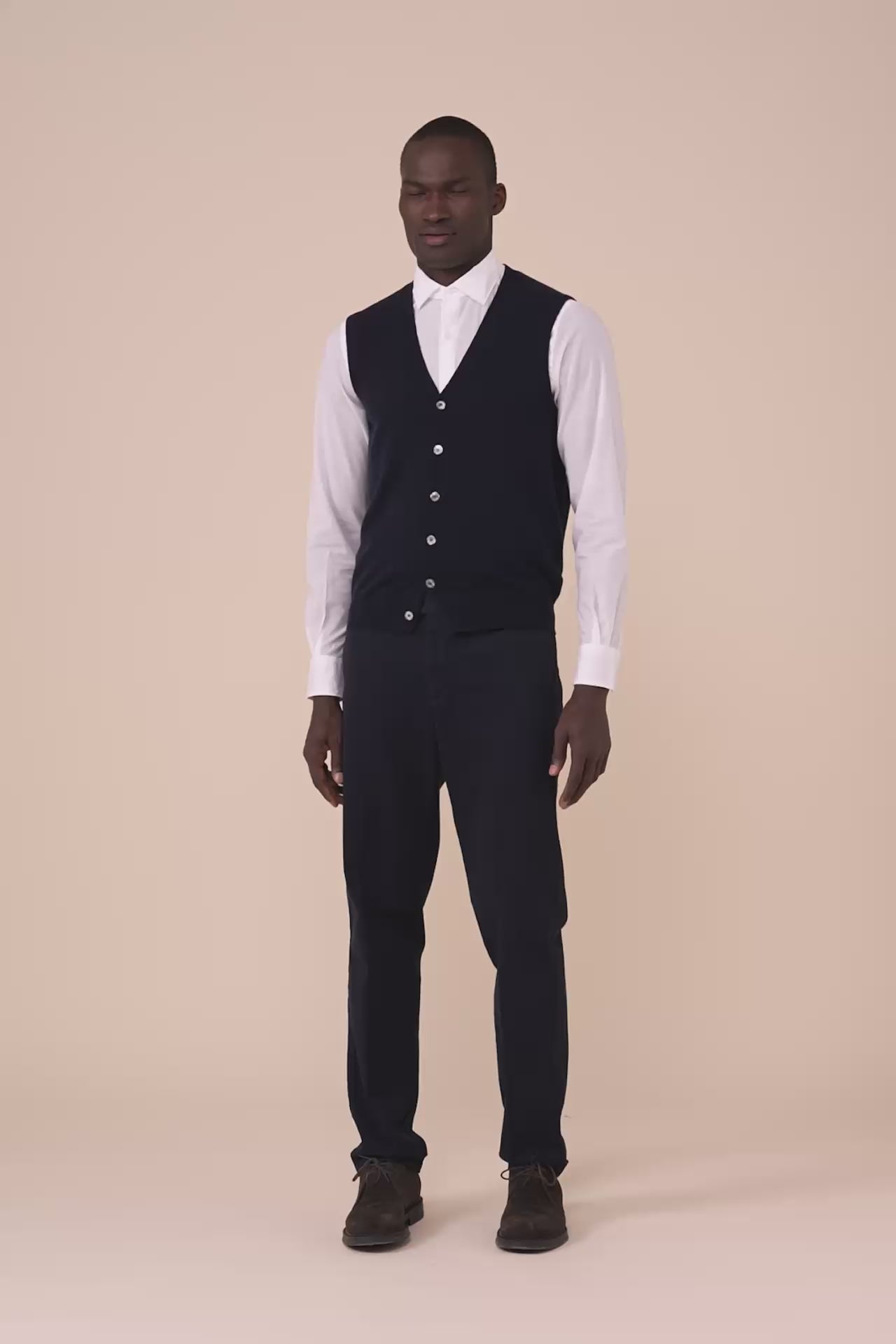Gilet in cashmere con scollo a V nei colori iconici - MIDNIGHTBLUE