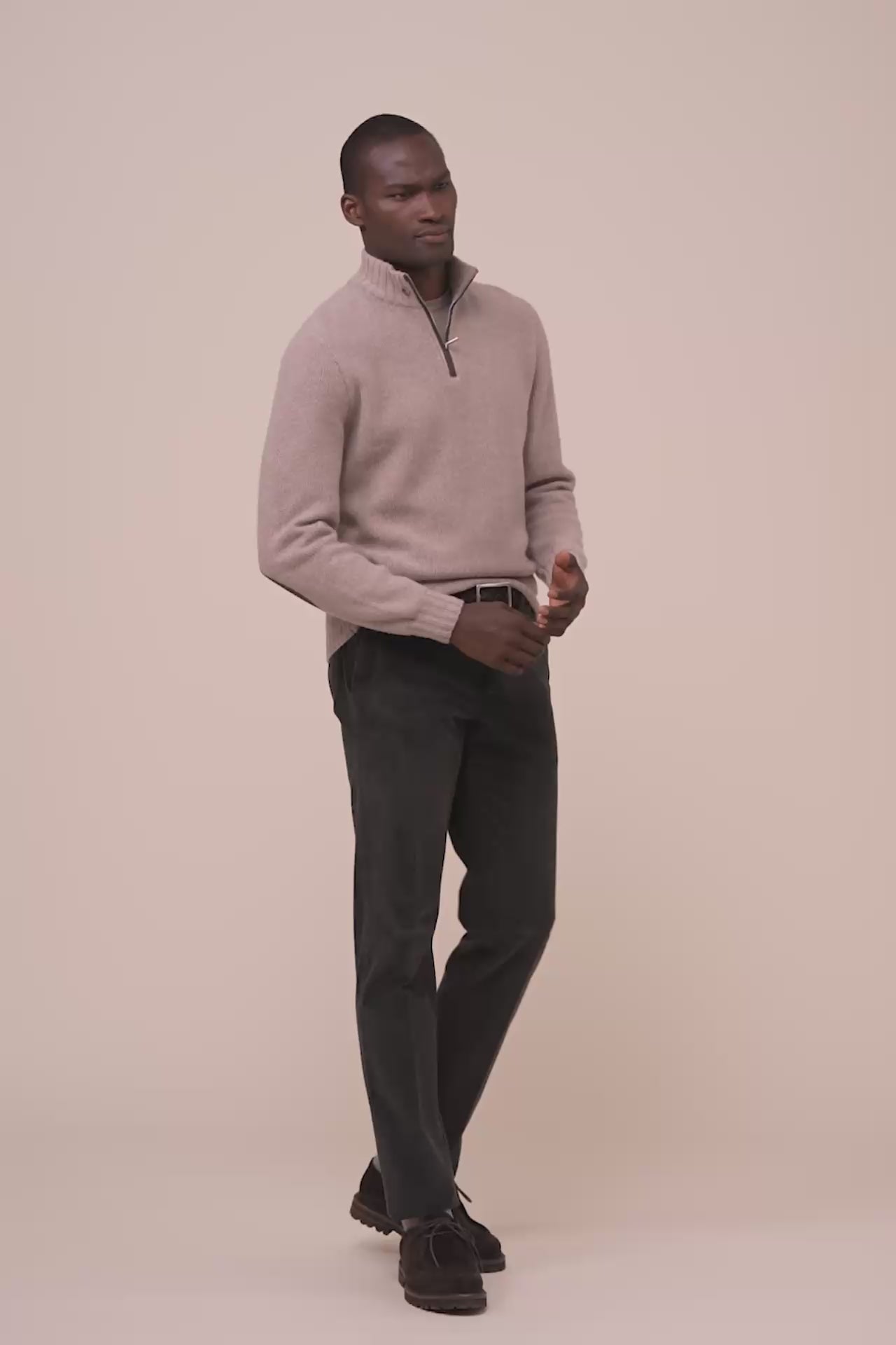 Every Cashmere Half Zip Sweater - DESERTMELANGE