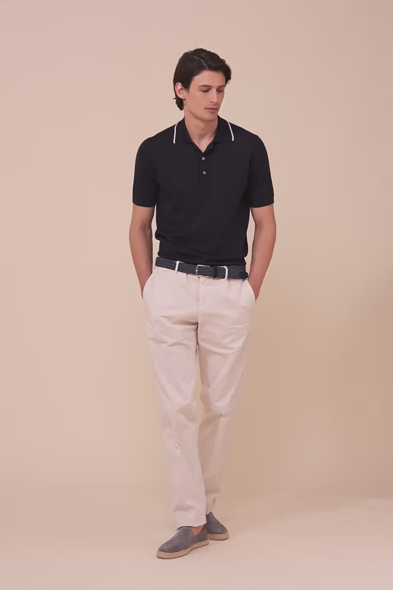Successo Cashmere and Silk Knit Polo - MIDNIGHTBLUE