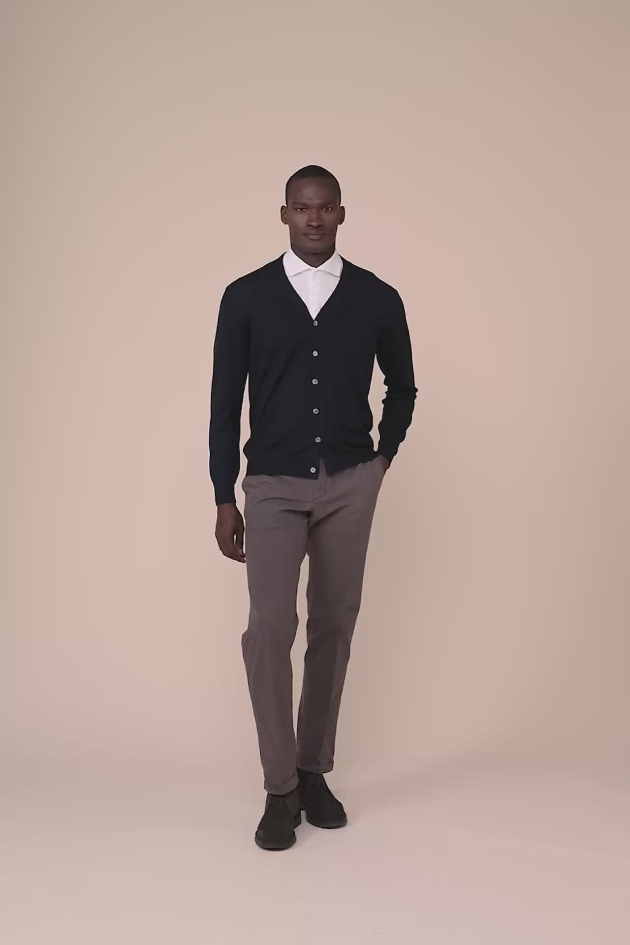 Superfine Wool Cardigan in iconic colors - MIDNIGHTBLUE
