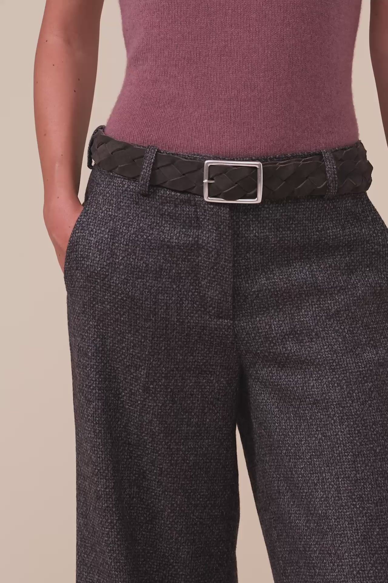 Venezia Suede and Nappa Braided Belt - Reversible - DARKCHOCOLATE