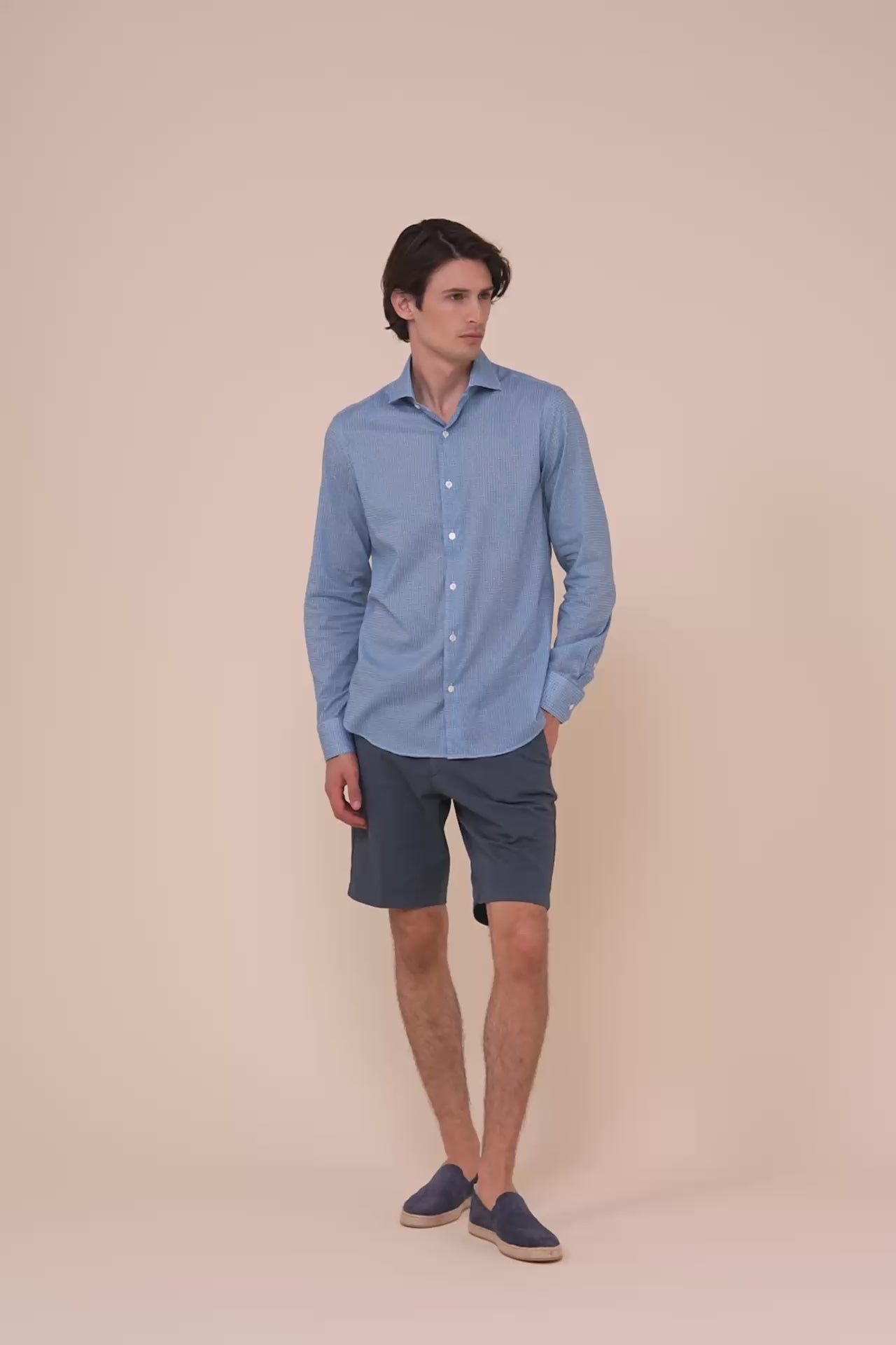 Sean camicia in voile di cotone - Fantasia fiorellini - CORNFLOWERBLUE