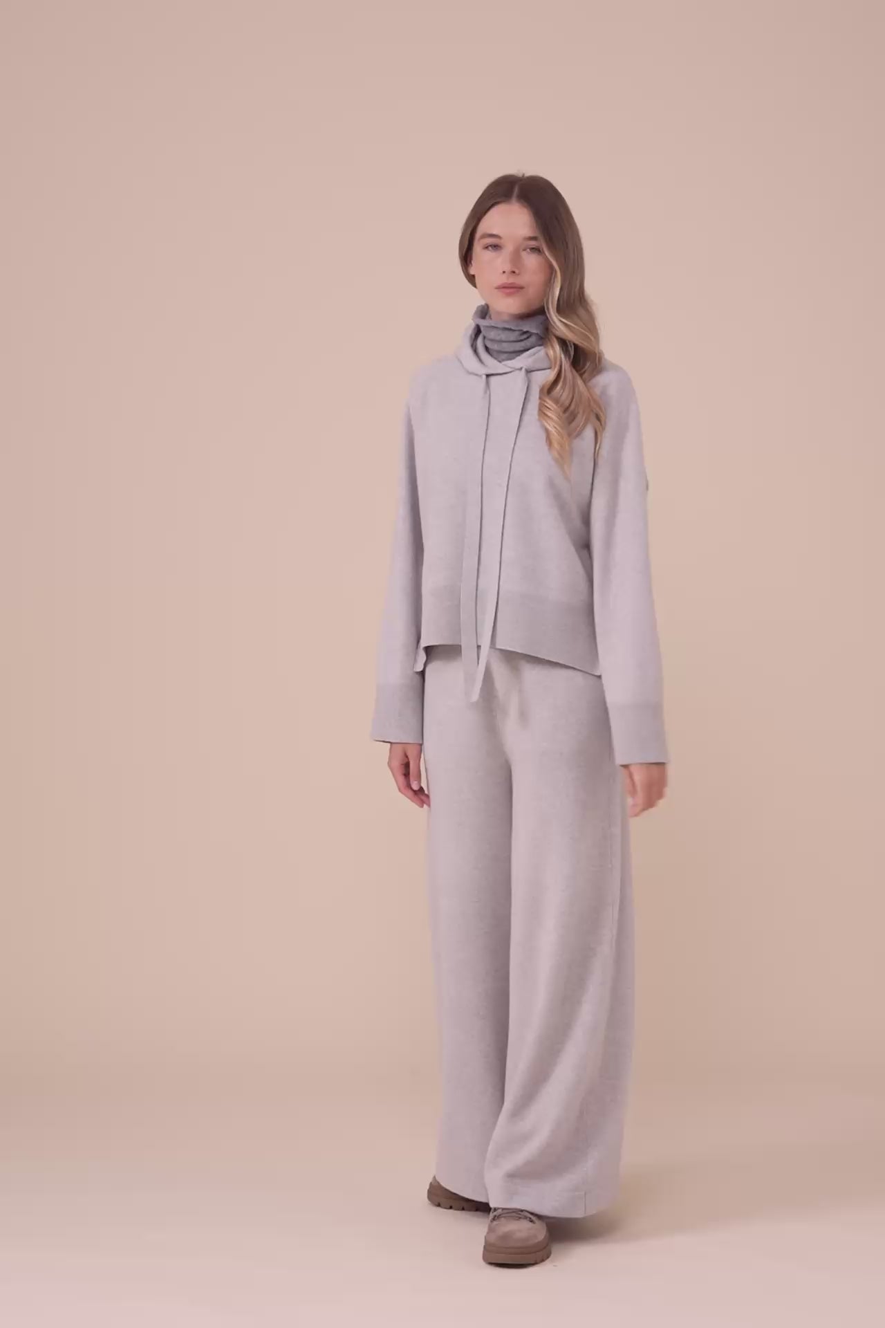 Basalto felpa in lana Merino Geelong con cappuccio - LIGHTGRAY