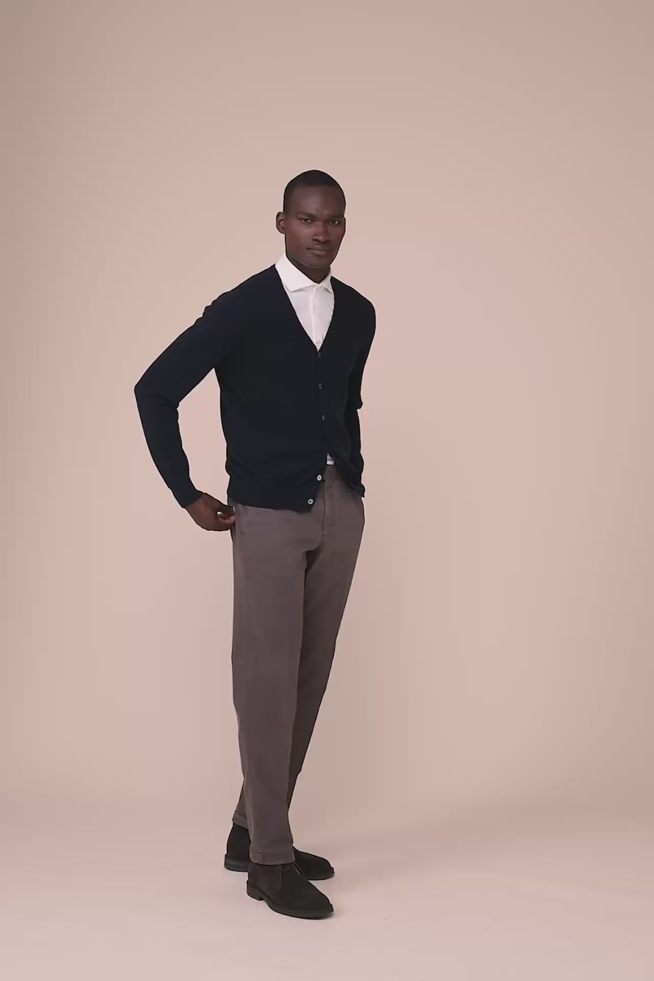 Cashmere Cardigan in iconic colors - MIDNIGHTBLUE