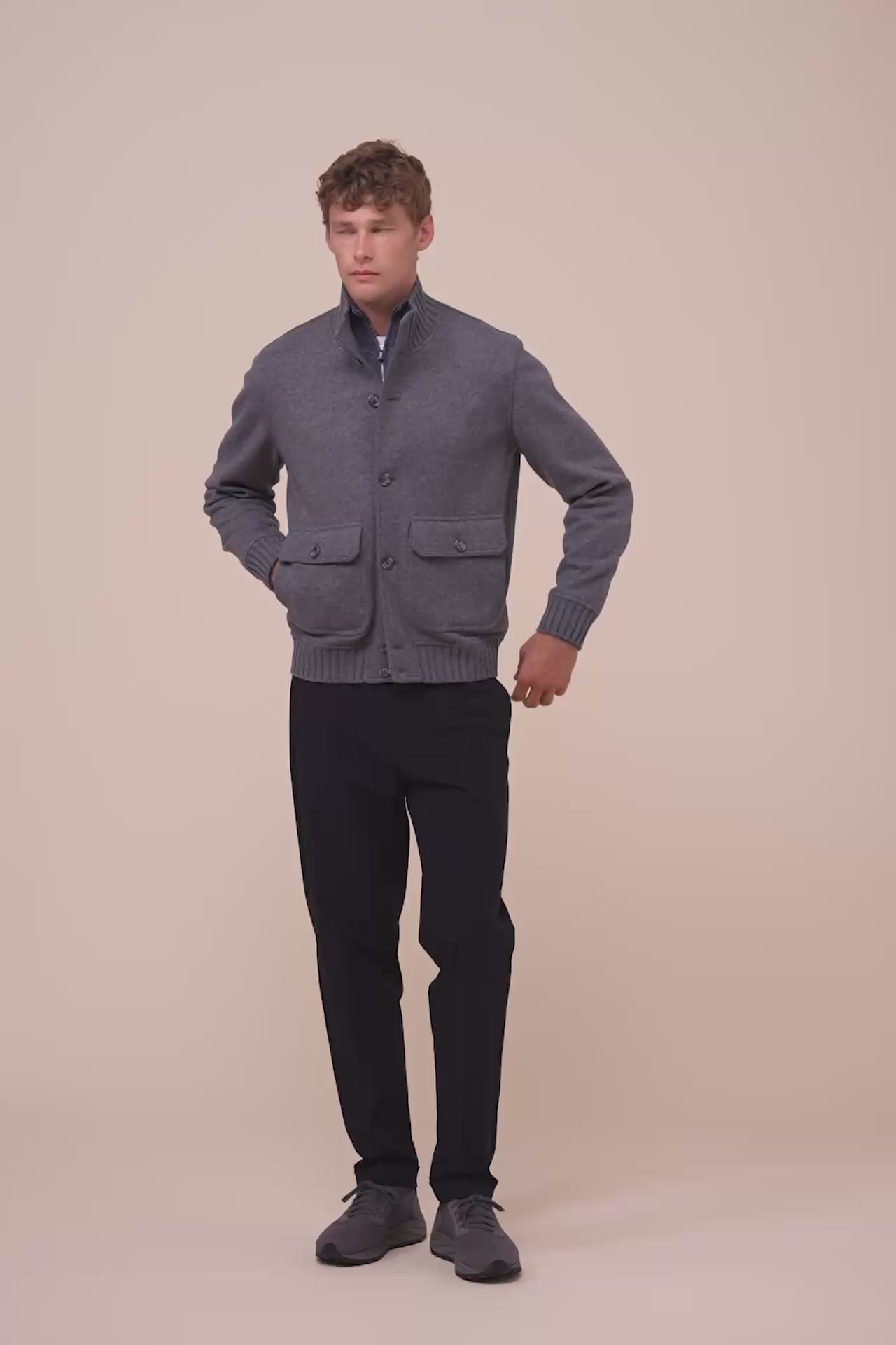 Surreale bomber in cashmere flanel double - STONEMELANGE