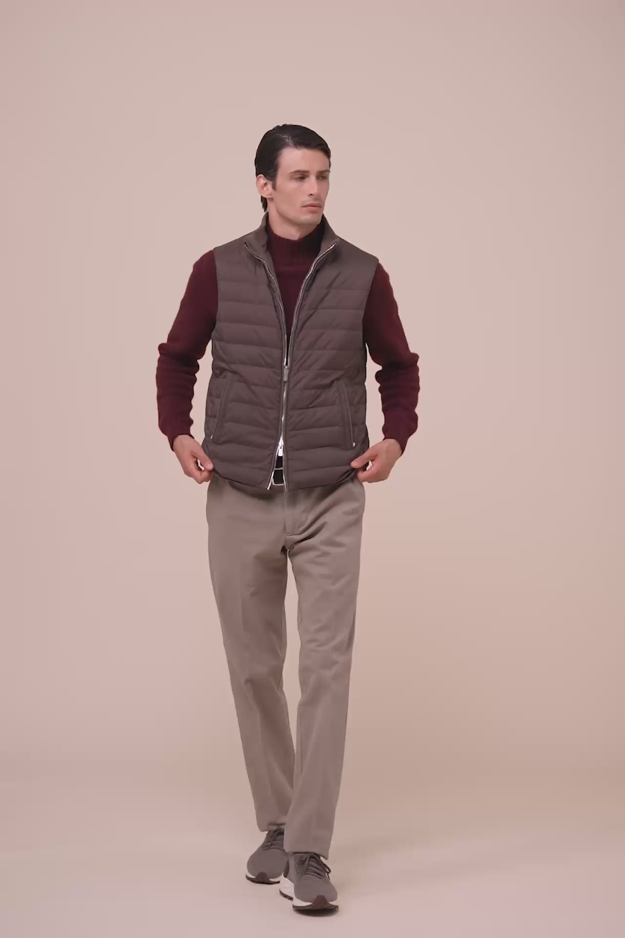Rodeo gilet in cashmere flanel e Airstop - Reversibile - CHOCOLATE
