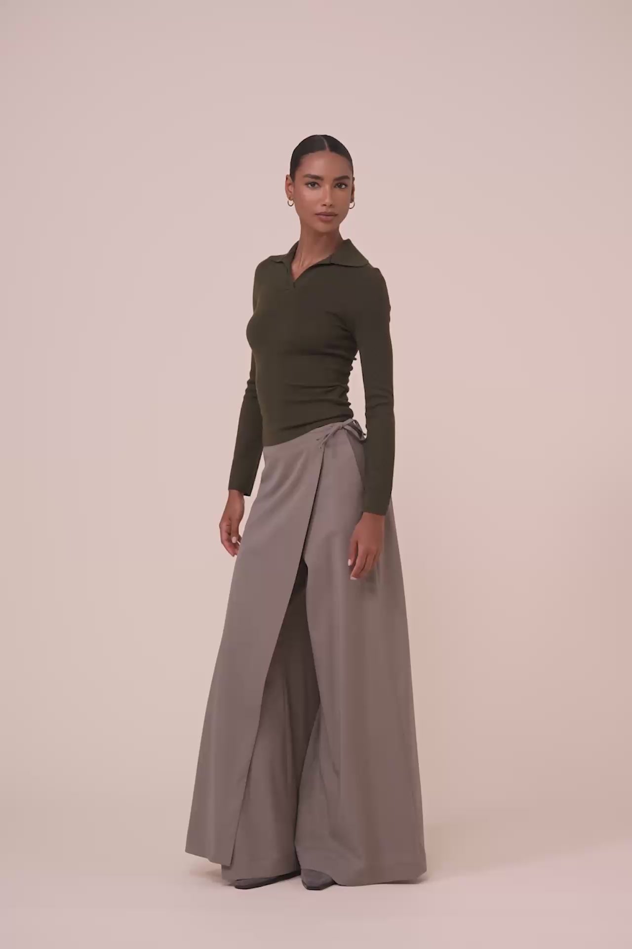 Lammie Pearly polo in cashmere e seta - OLIVEGREENMELANGE