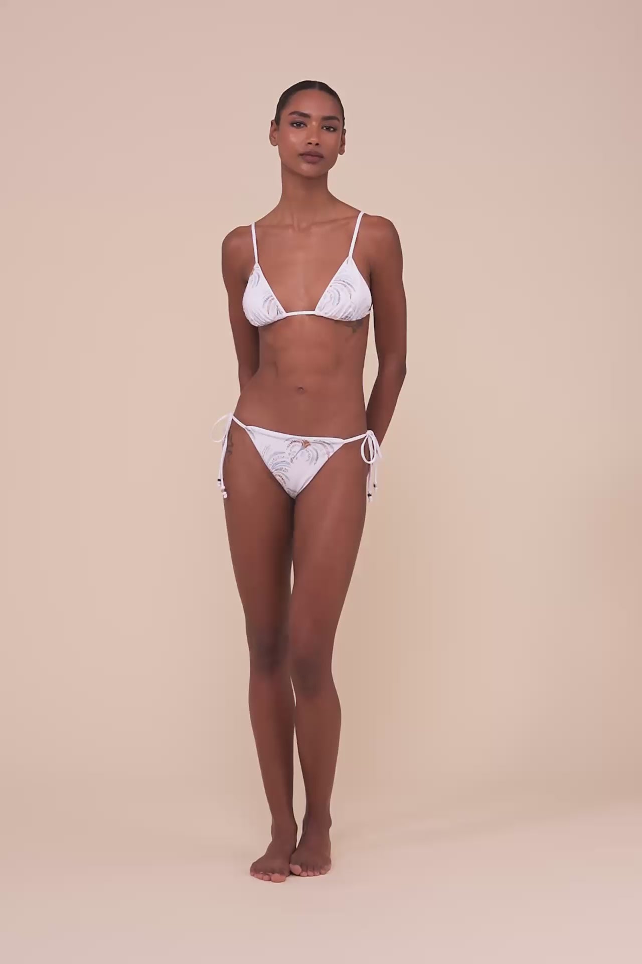 Carolina Bikini Triangle Top - Palms Pattern - CORNFLOWERBLUE