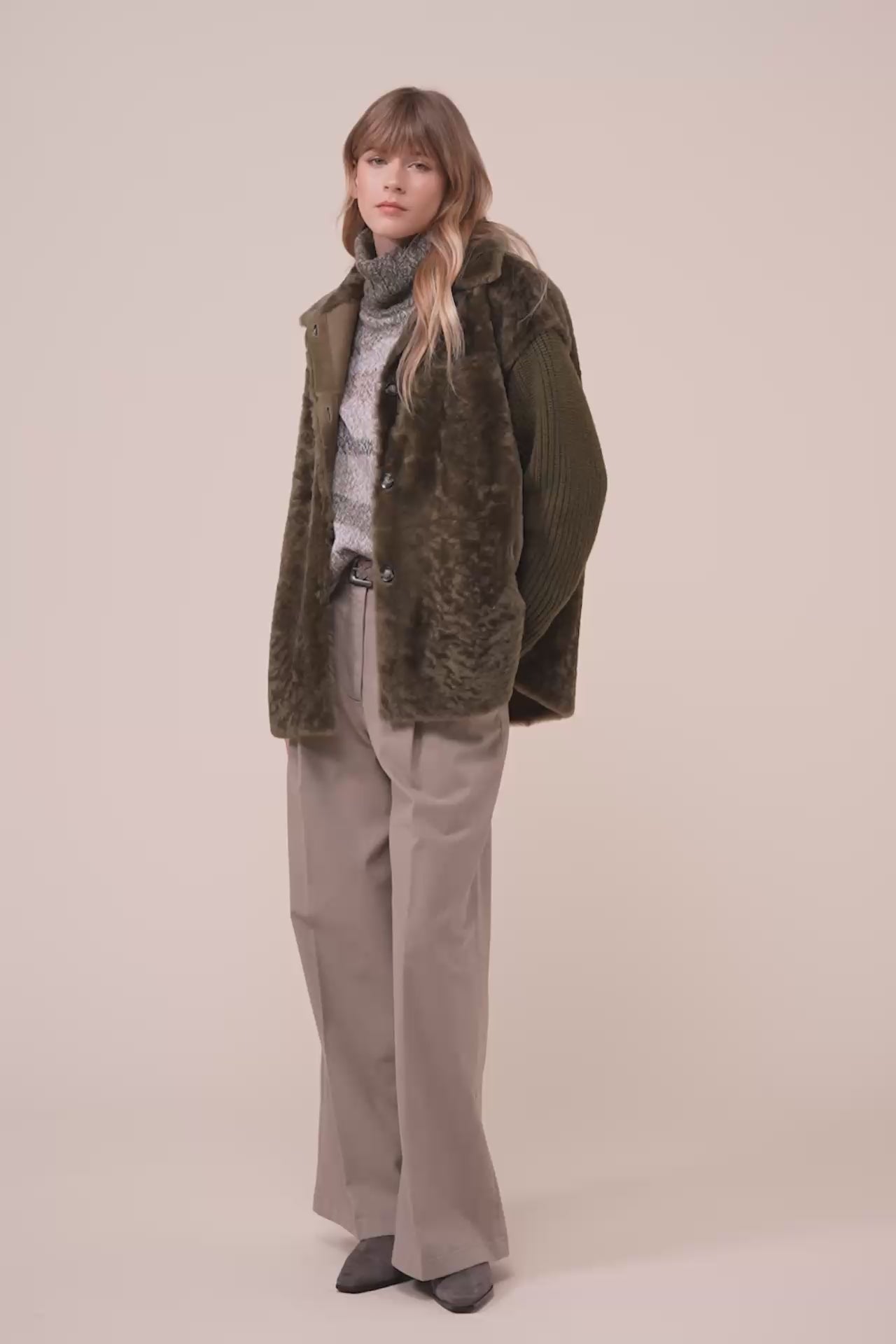 Feliz giacca in montone e cashmere -