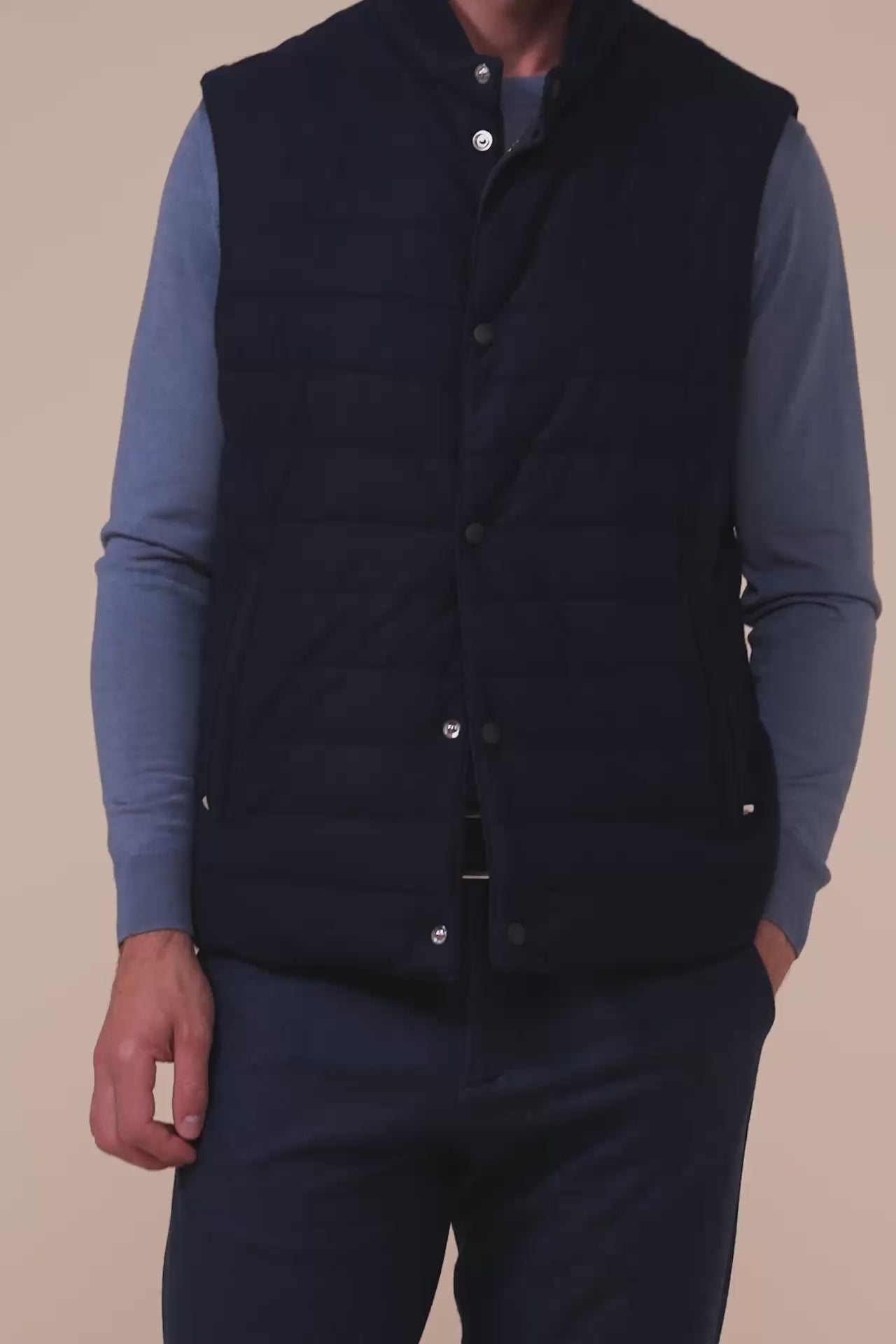 Corvara Airstop and Cashmere Flanel Buttoned Vest - Reversible - MIDNIGHTBLUE