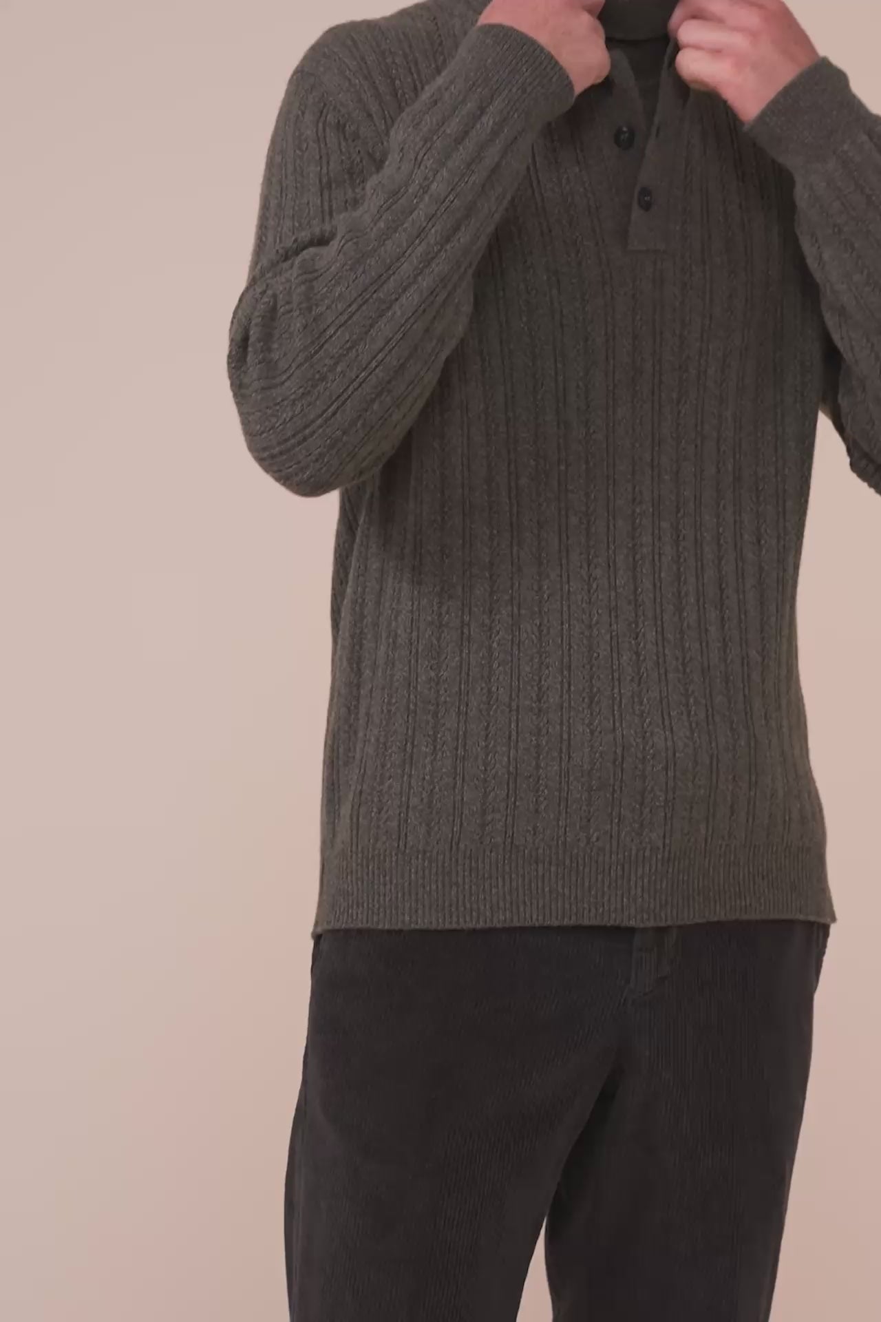 Bormio polo in maglia di cashmere - OLIVEGREENMELANGE