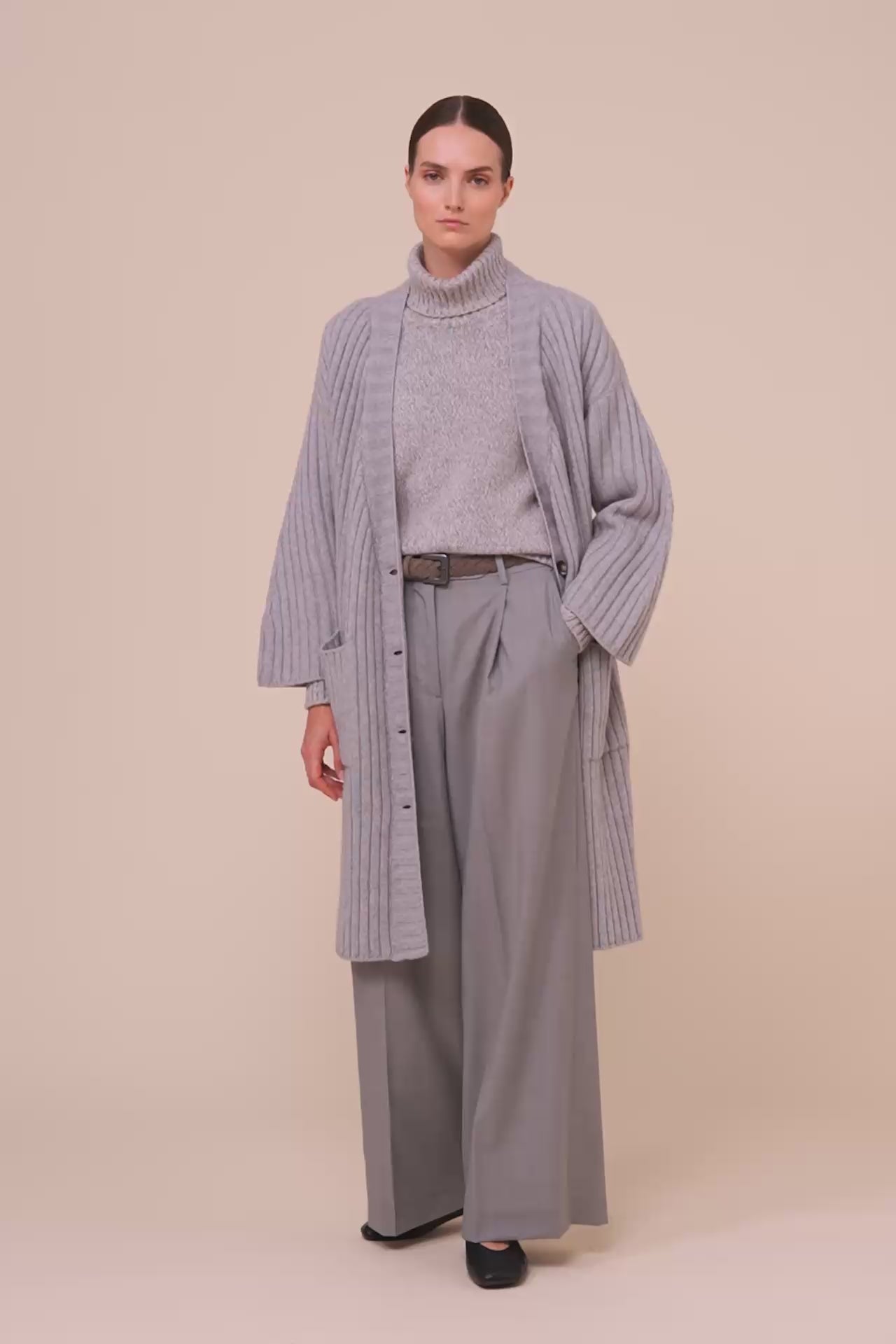 Mirne cardigan lungo in lana e cashmere - LIGHTGRAY