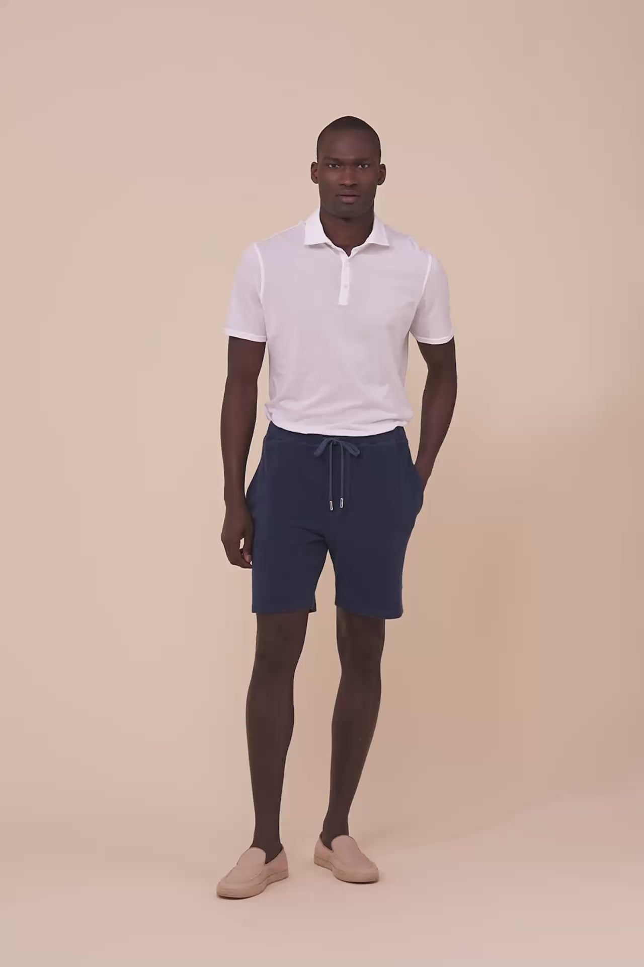 Run shorts in spugna di cotone - NAVY