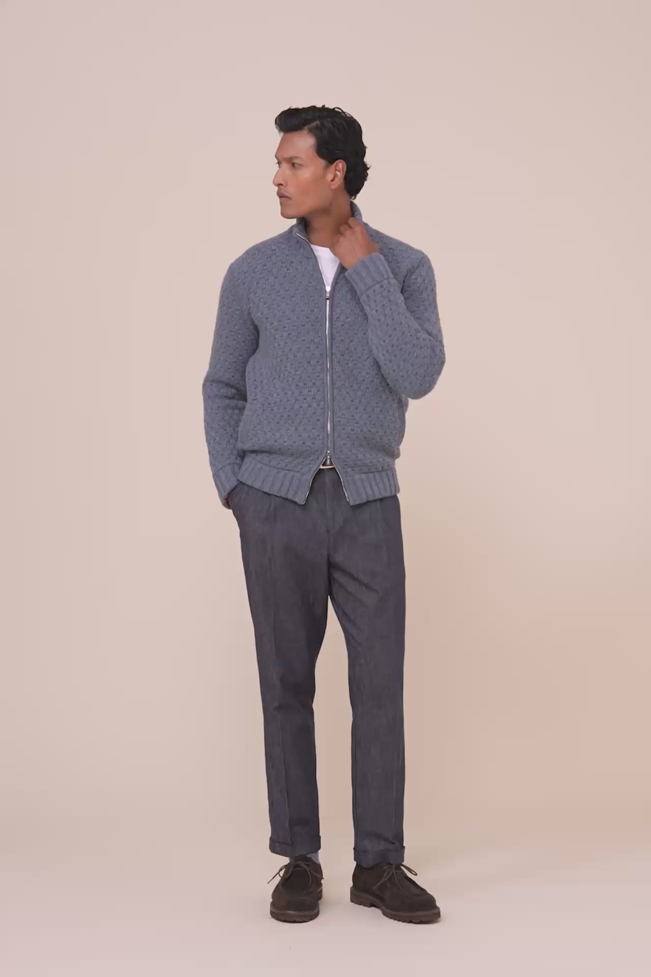 Point maglia in cashmere con zip - LIGHTDENIM