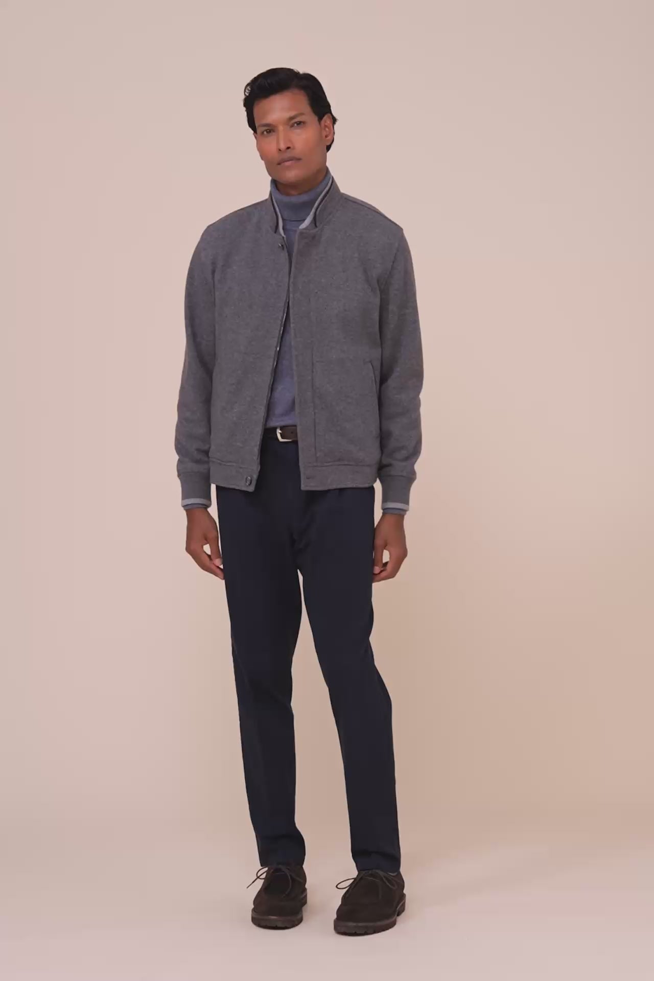 Adrian Cashmere Flanel Double Jacket - STONEMELANGE