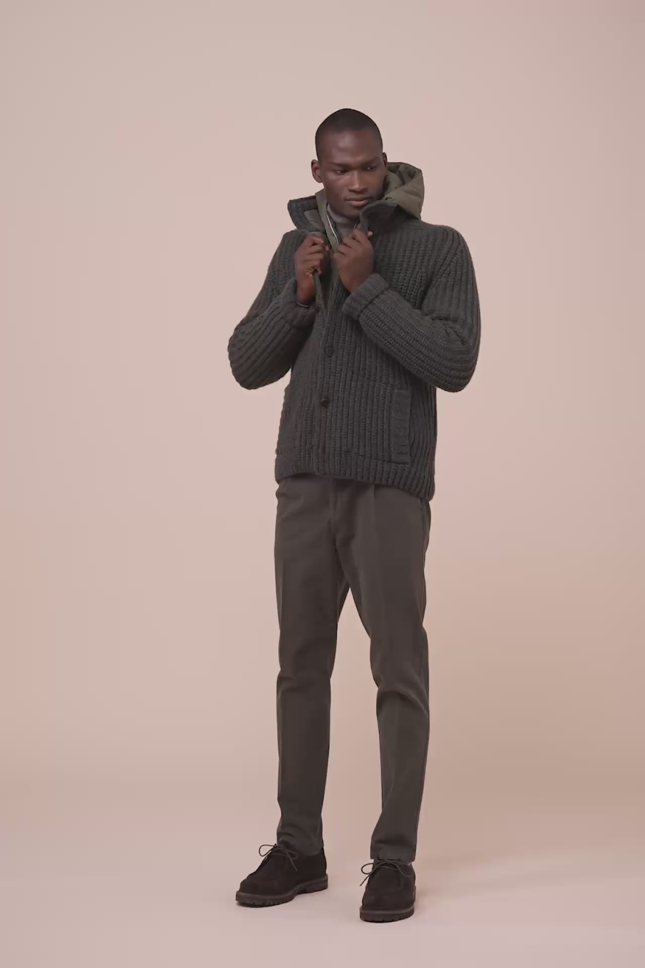 Davos bomber in cashmere  - DARKOLIVEGREEN