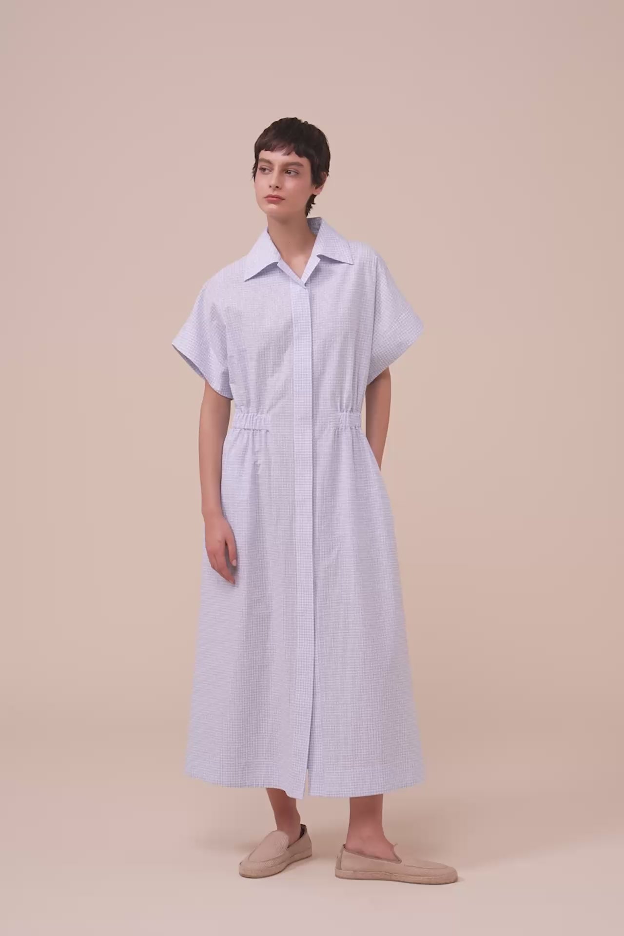 Soler Seersucker Long Dress - SKYBLUE