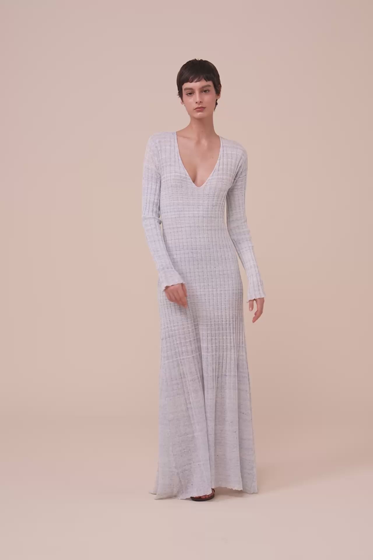 Klimt Cairo Ribbed Knit Dress - WHITE