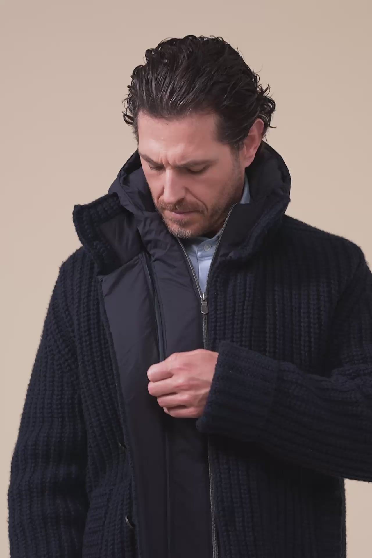Davos bomber in cashmere  - MIDNIGHTBLUE