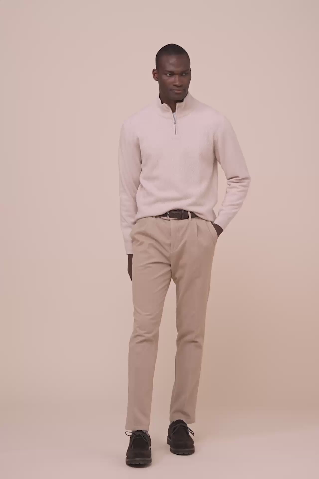 Arrow maglia a mezza zip in blend di lana - CREAM