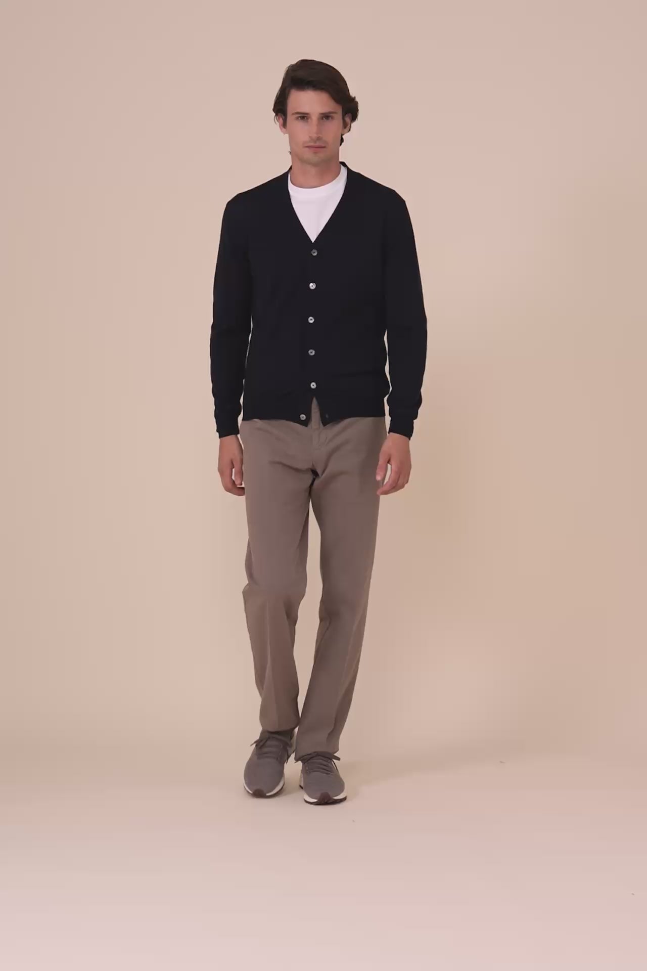Superfine Wool Cardigan in iconic colors - MIDNIGHTBLUE