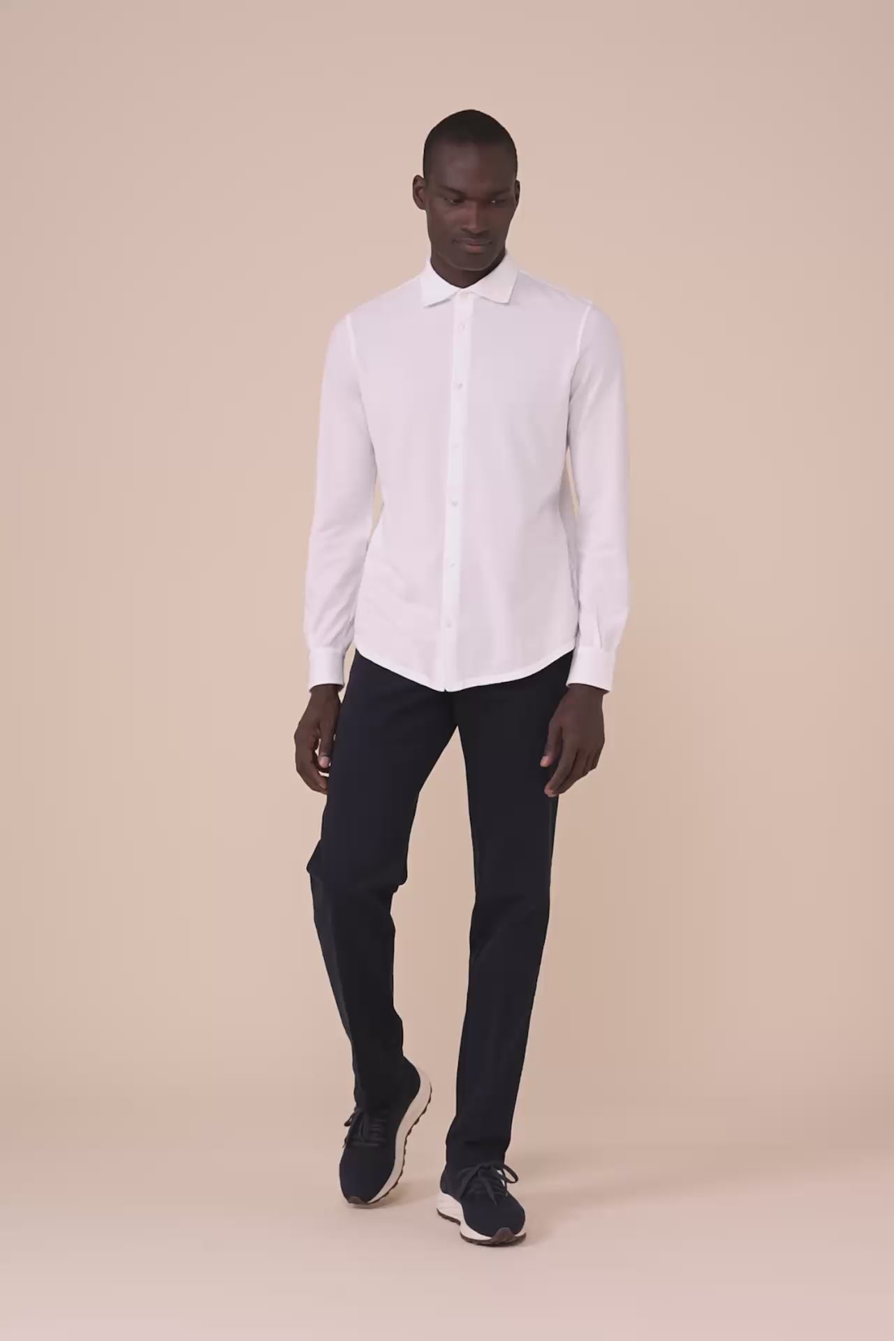 Steve Piquet Cotton Long Sleeve Shirt in iconic colors - MIDNIGHTBLUE