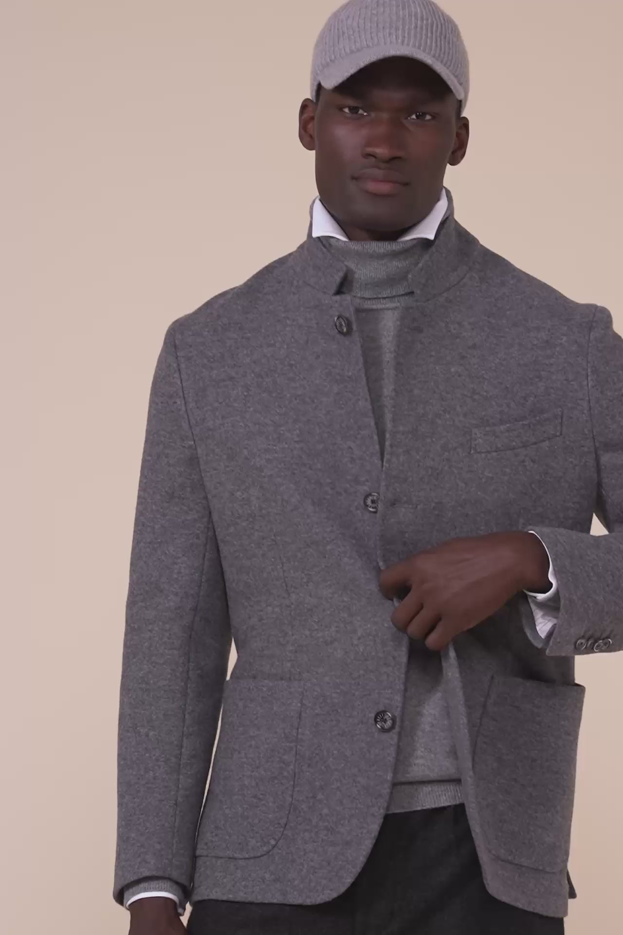 Damon blazer in cashmere flanel double - STONEMELANGE