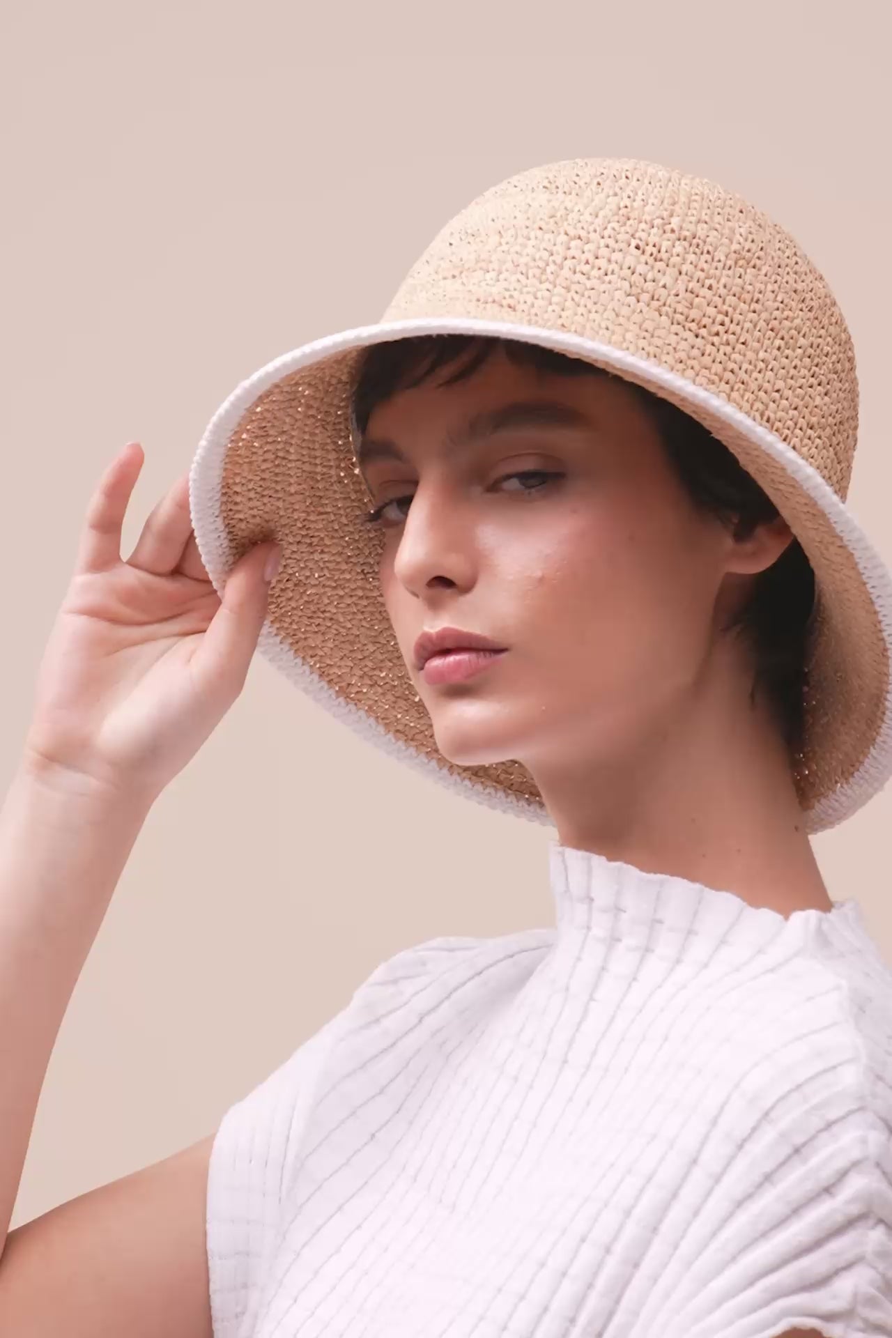Rebecca Raffia Cloche Hat - WHITE