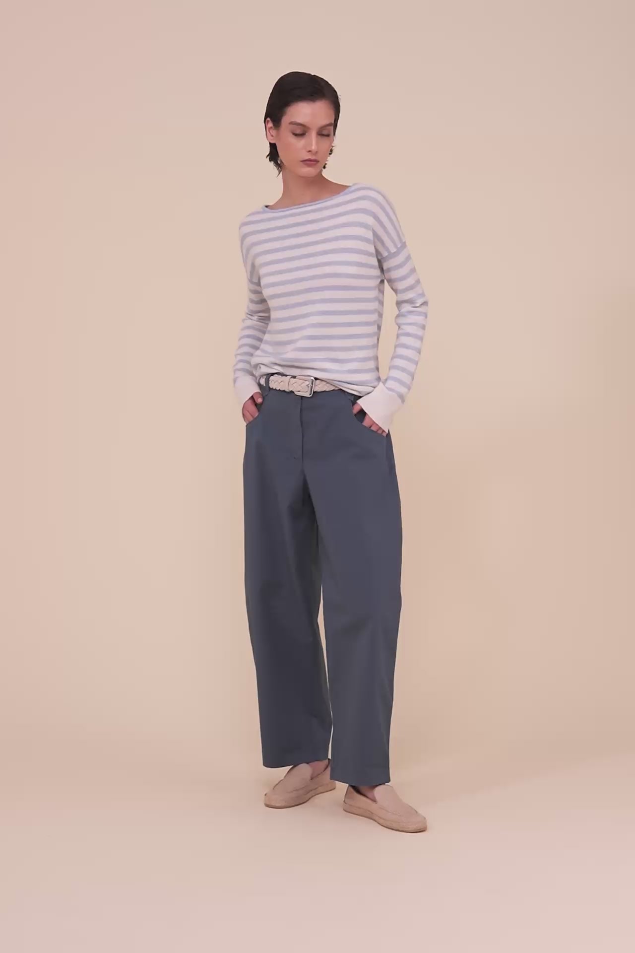 Kahlo Marble maglia in cashmere e lino con scollo a barchetta - WAVE