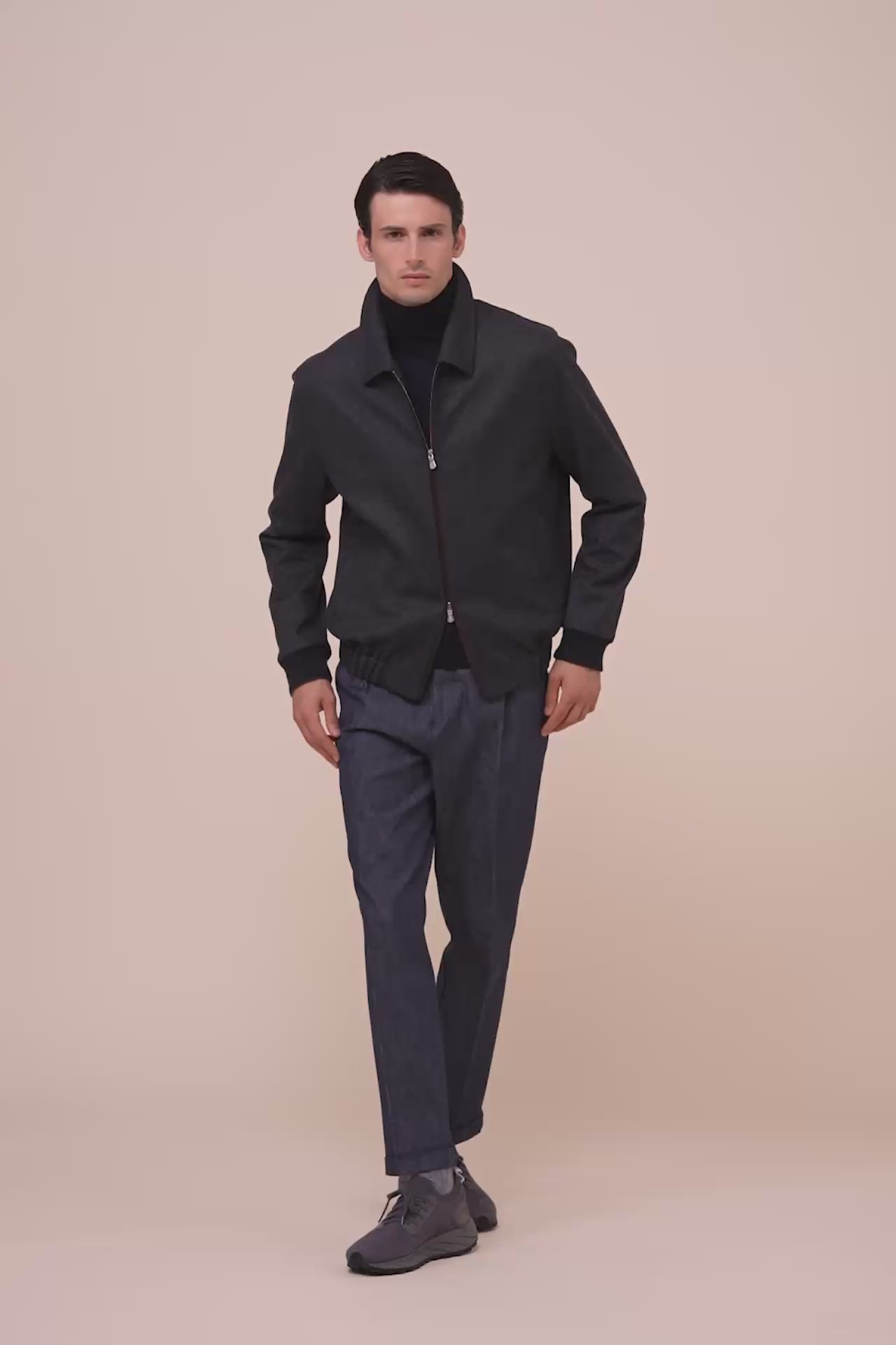 Tram giacca in cashmere stretch - ANTHRACITEMELANGE
