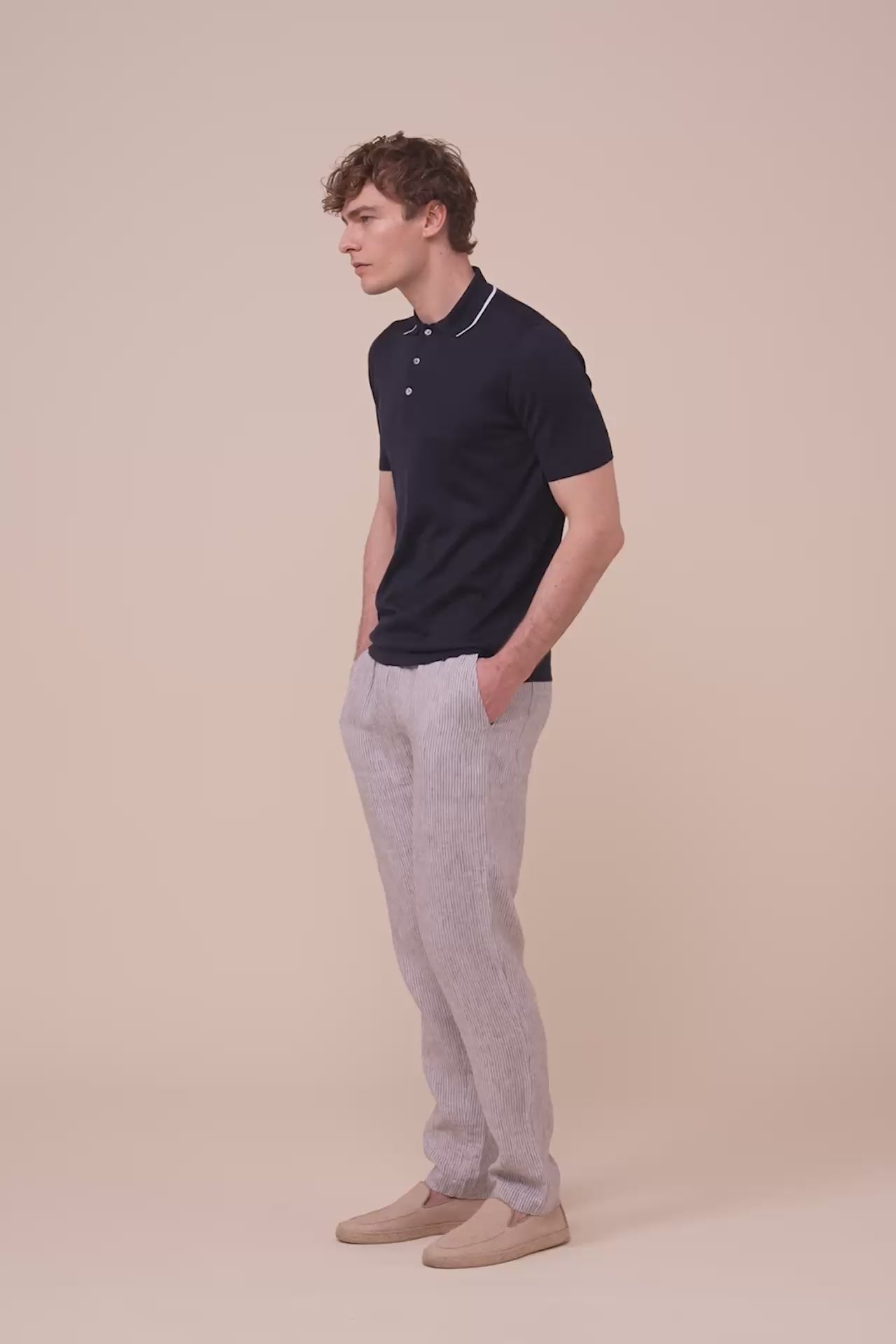 Successo Cashmere and Silk Knit Polo - MIDNIGHTBLUE