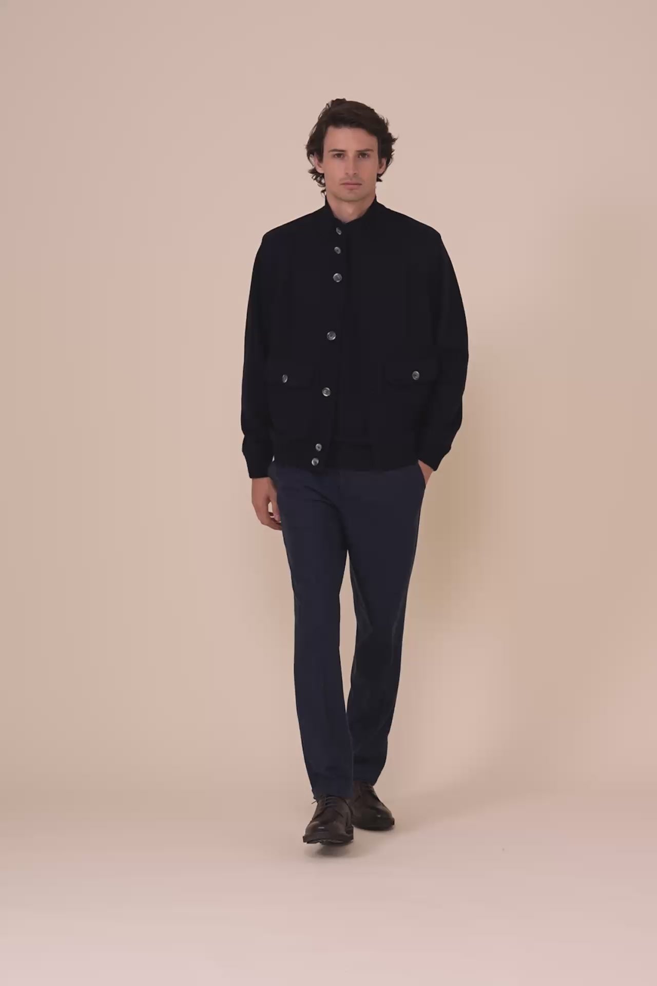 Surreale bomber in cashmere flanel double - MIDNIGHTBLUE