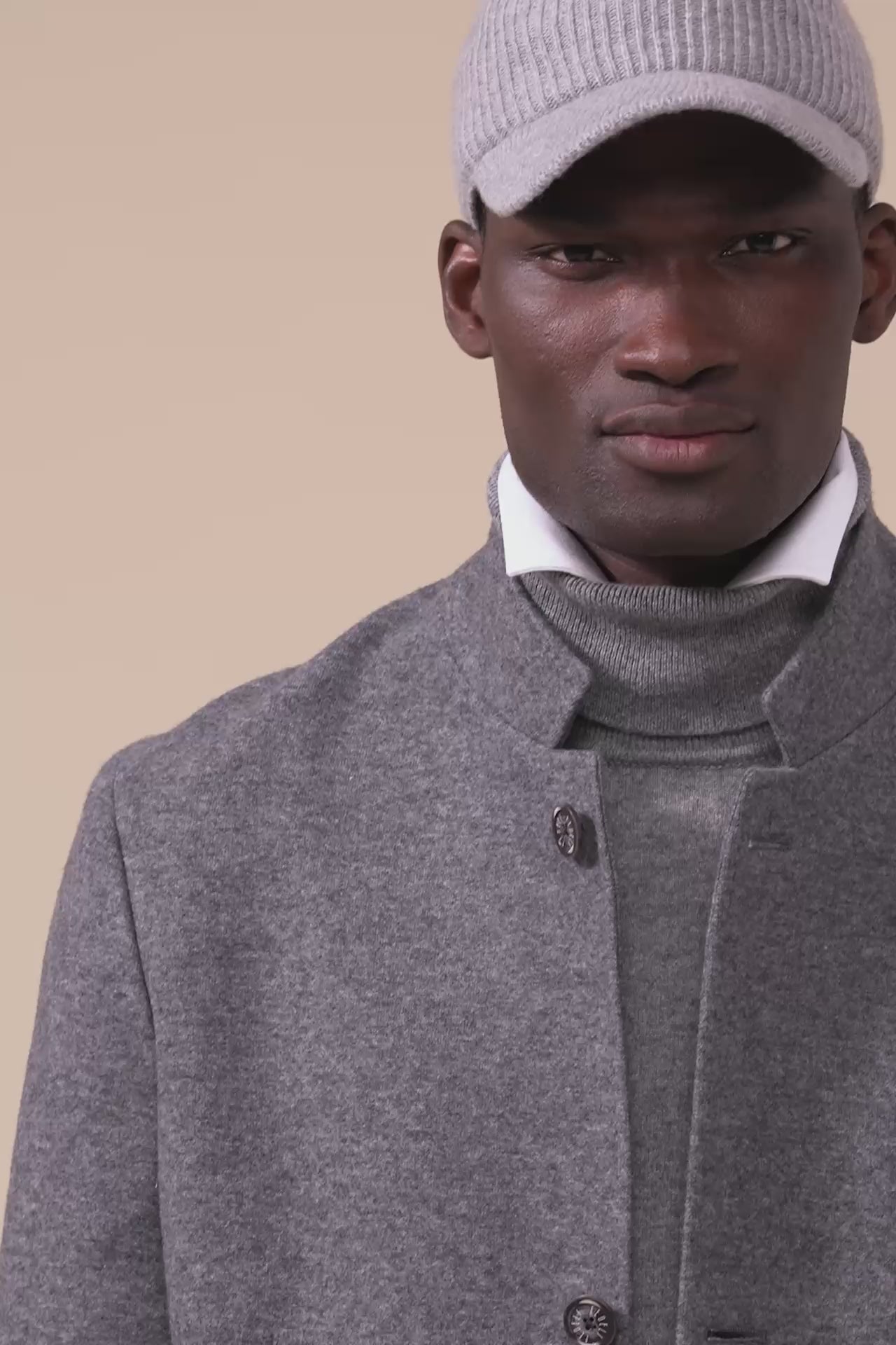 Brit cappello da baseball in cashmere a coste - GRAY
