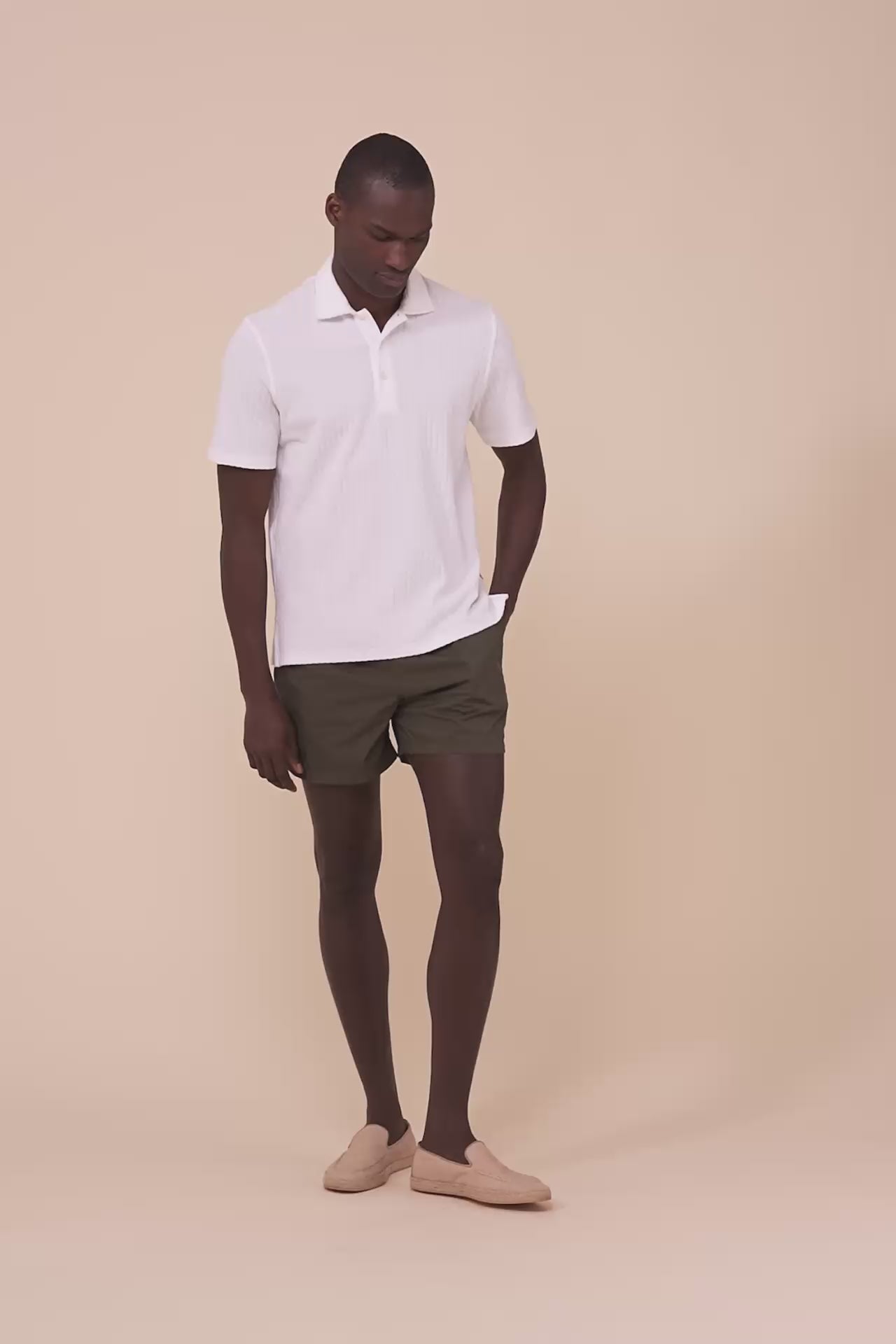 Mondial Terry Cotton Ribbed Polo - NAVY