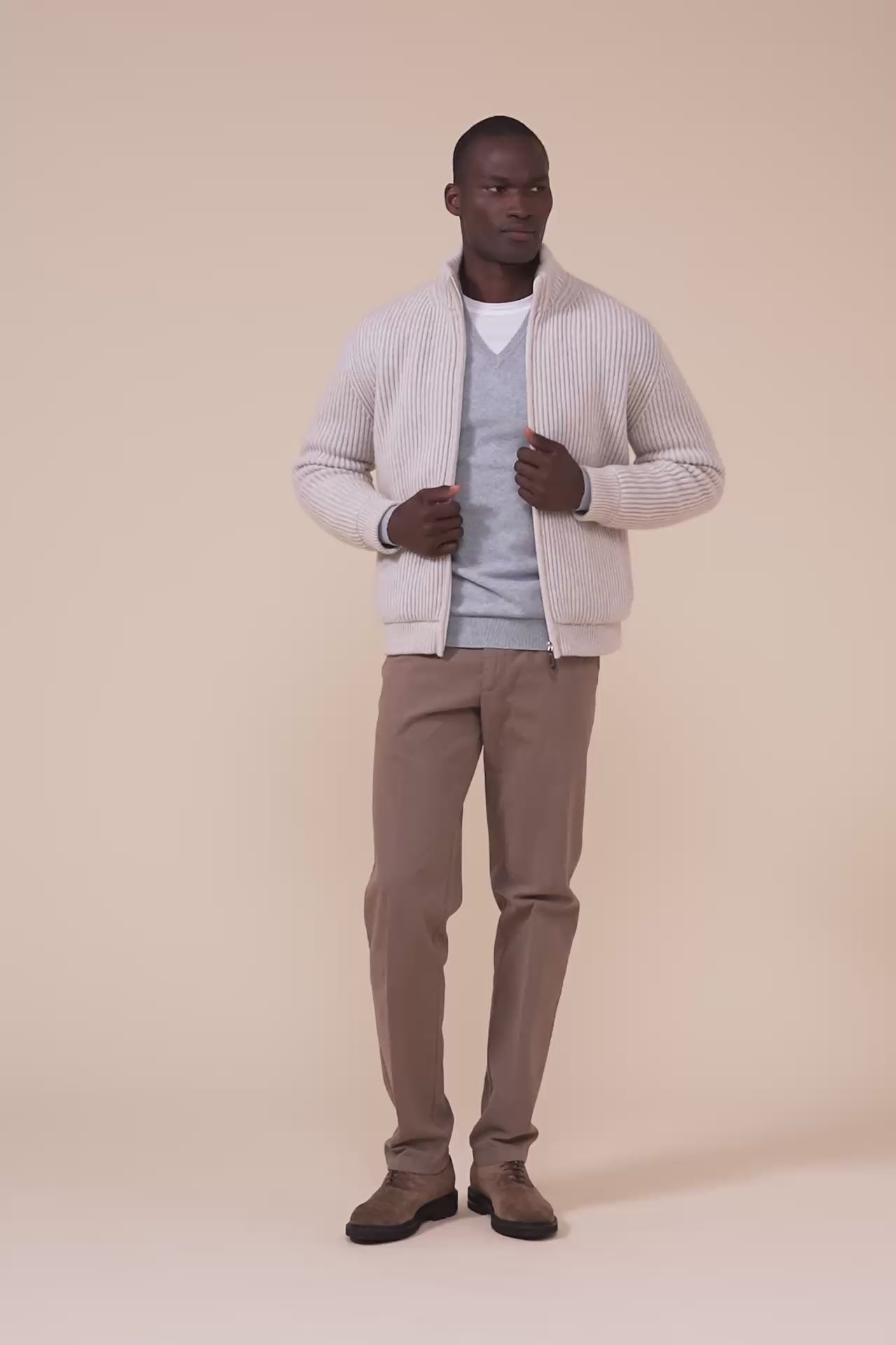 Andrea Cashmere Vanisé Zipped Bomber - LIGHTGRAY
