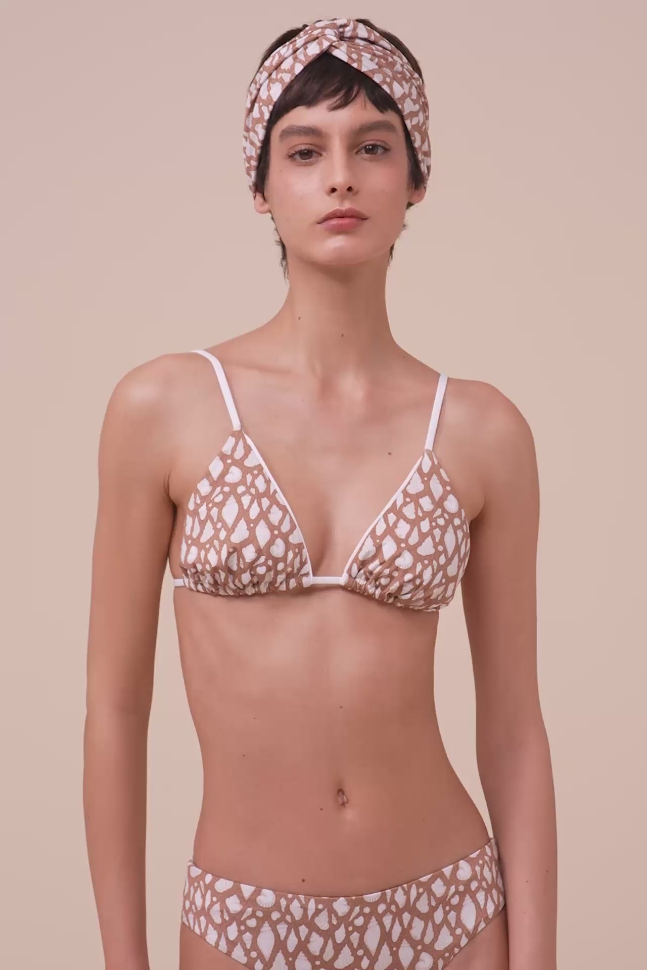 Carolina Bikini Triangle Top - Shells Pattern - SIENNA